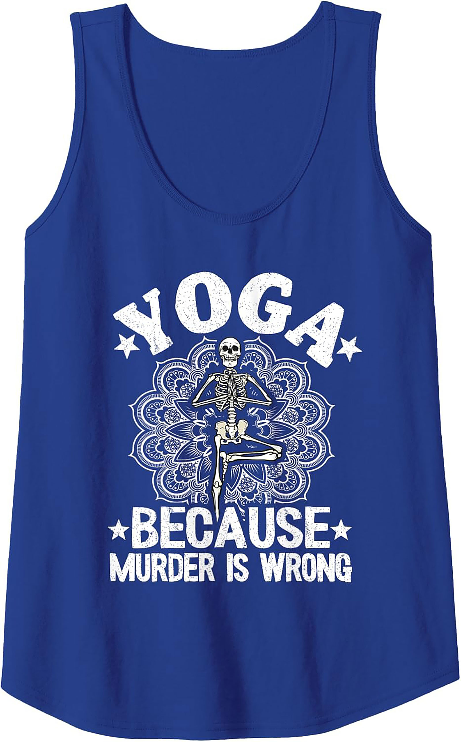 Funny Yoga Graphic Tank Skeleton "Murder Is Wrong" Top