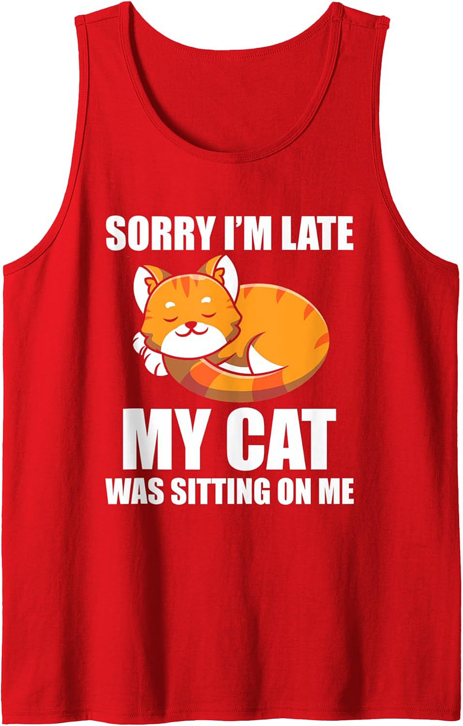 Funny Cat Graphic Tank Sorry I’m Late Sleeveless Shirt