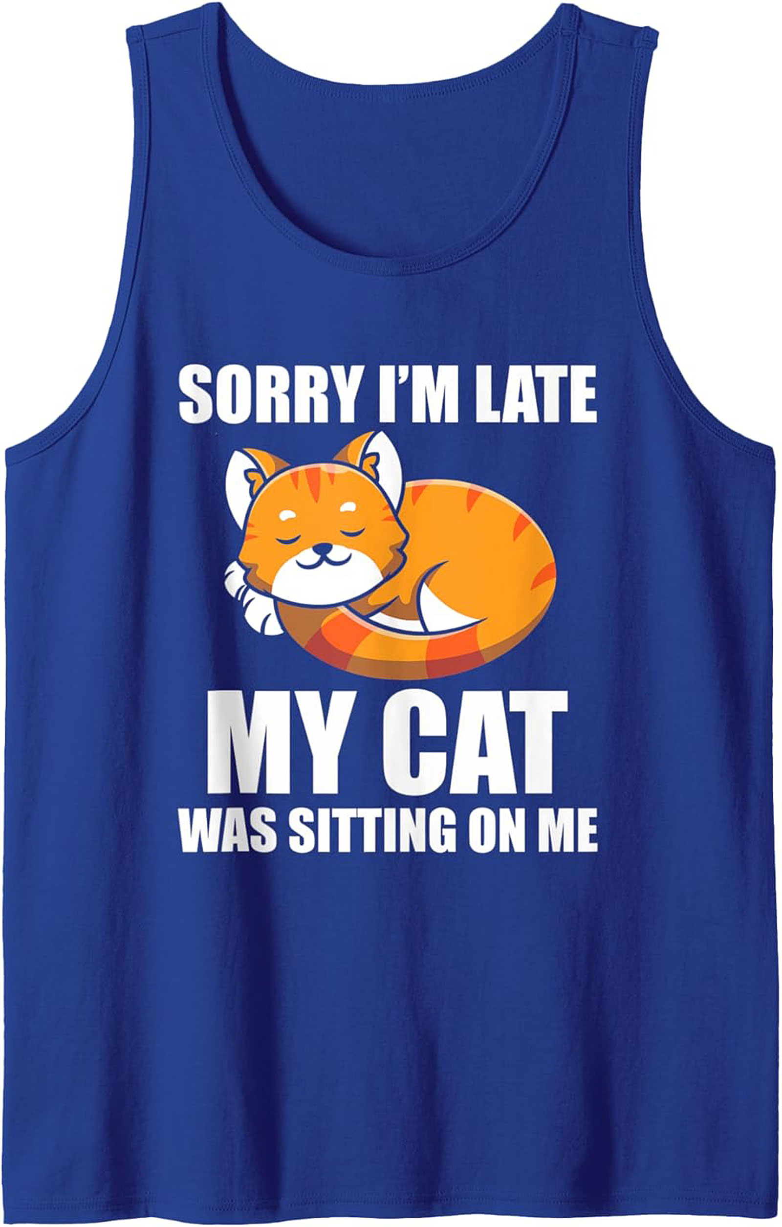 Funny Cat Graphic Tank Sorry I’m Late Sleeveless Shirt