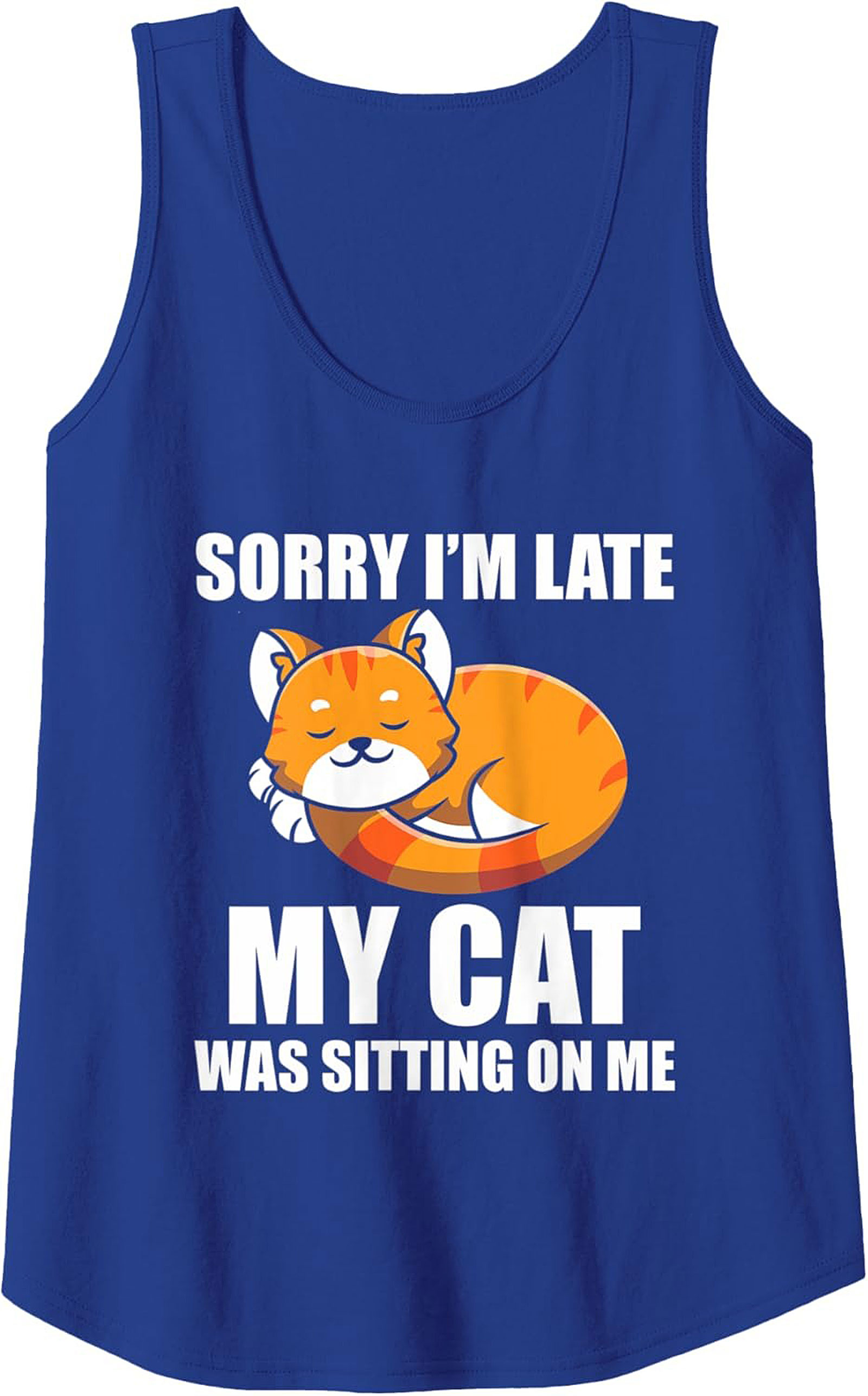 Funny Cat Graphic Tank Sorry I’m Late Sleeveless Shirt