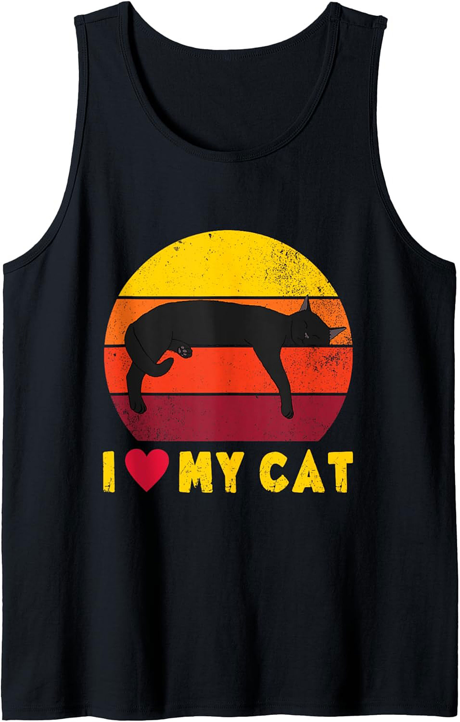 I Love My Cat Retro Sunset Graphic Tank Top Sleeveless