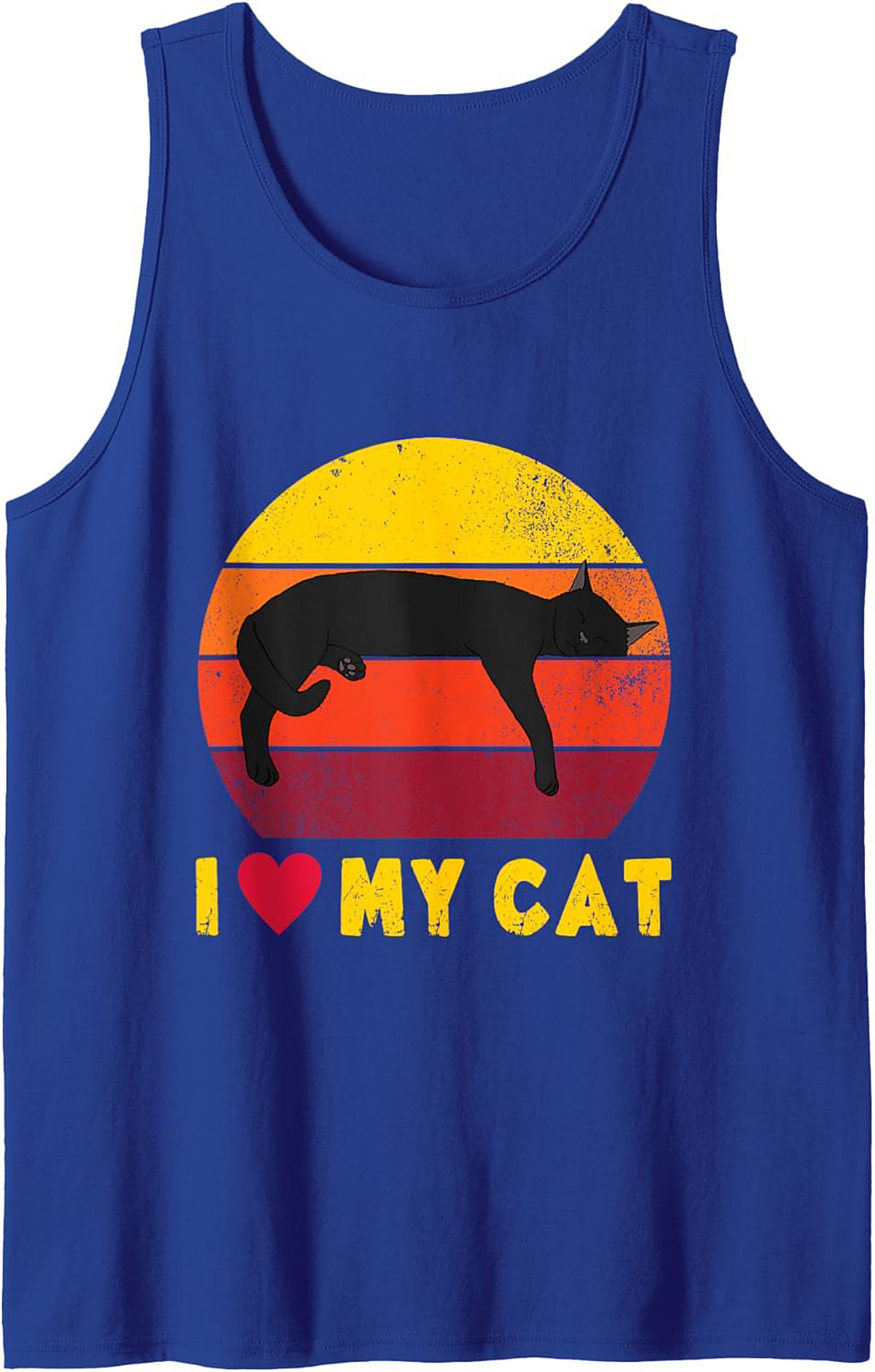 I Love My Cat Retro Sunset Graphic Tank Top Sleeveless