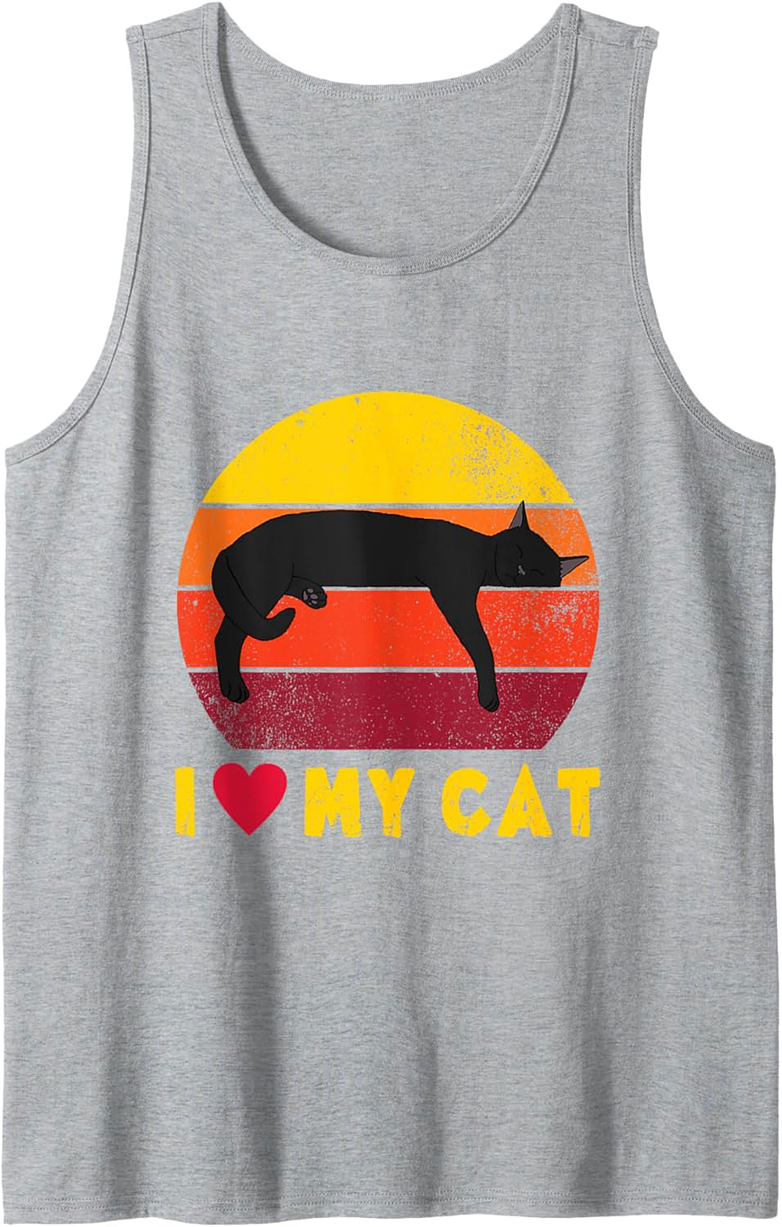 I Love My Cat Retro Sunset Graphic Tank Top Sleeveless