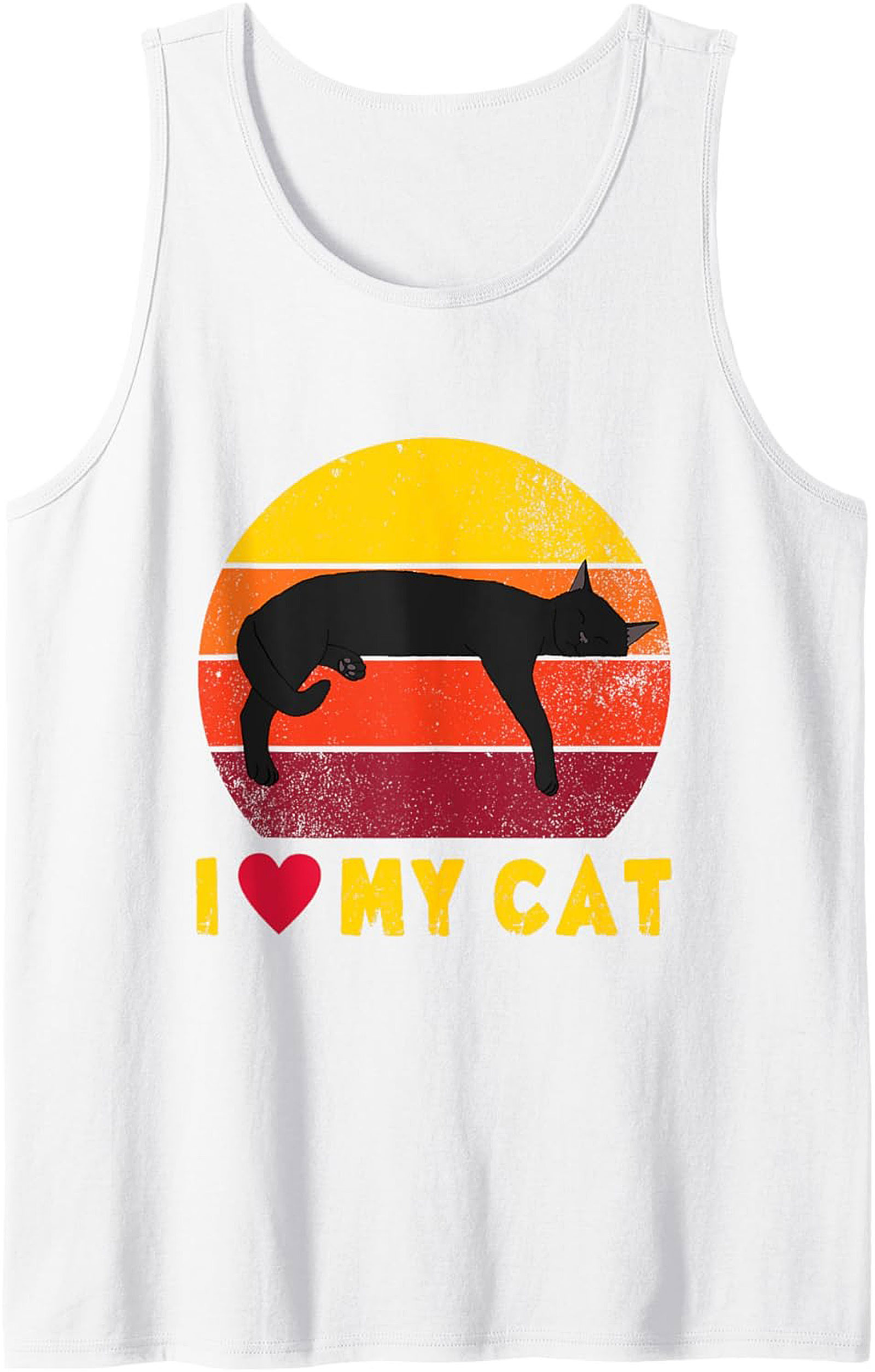 I Love My Cat Retro Sunset Graphic Tank Top Sleeveless