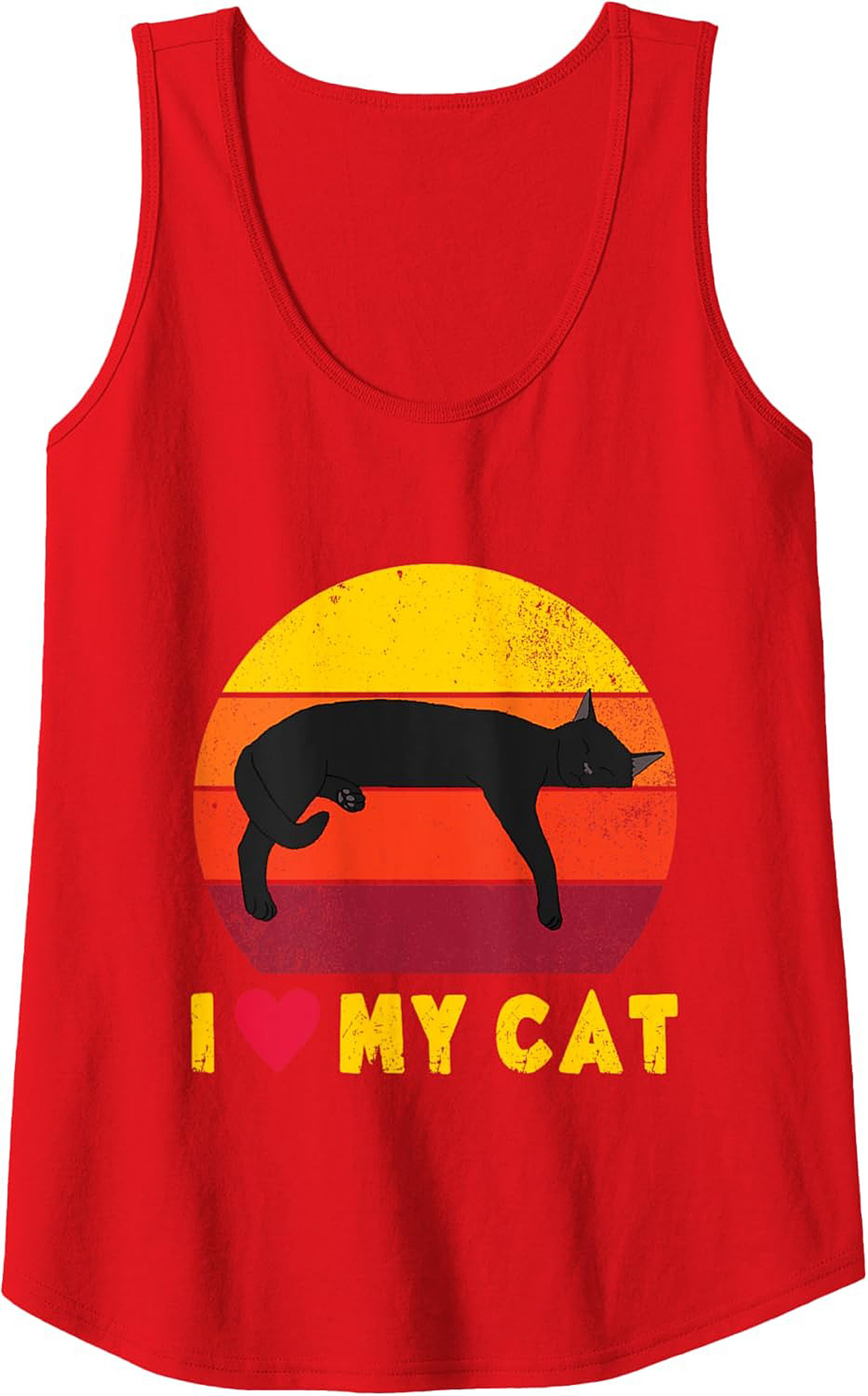 I Love My Cat Retro Sunset Graphic Tank Top Sleeveless