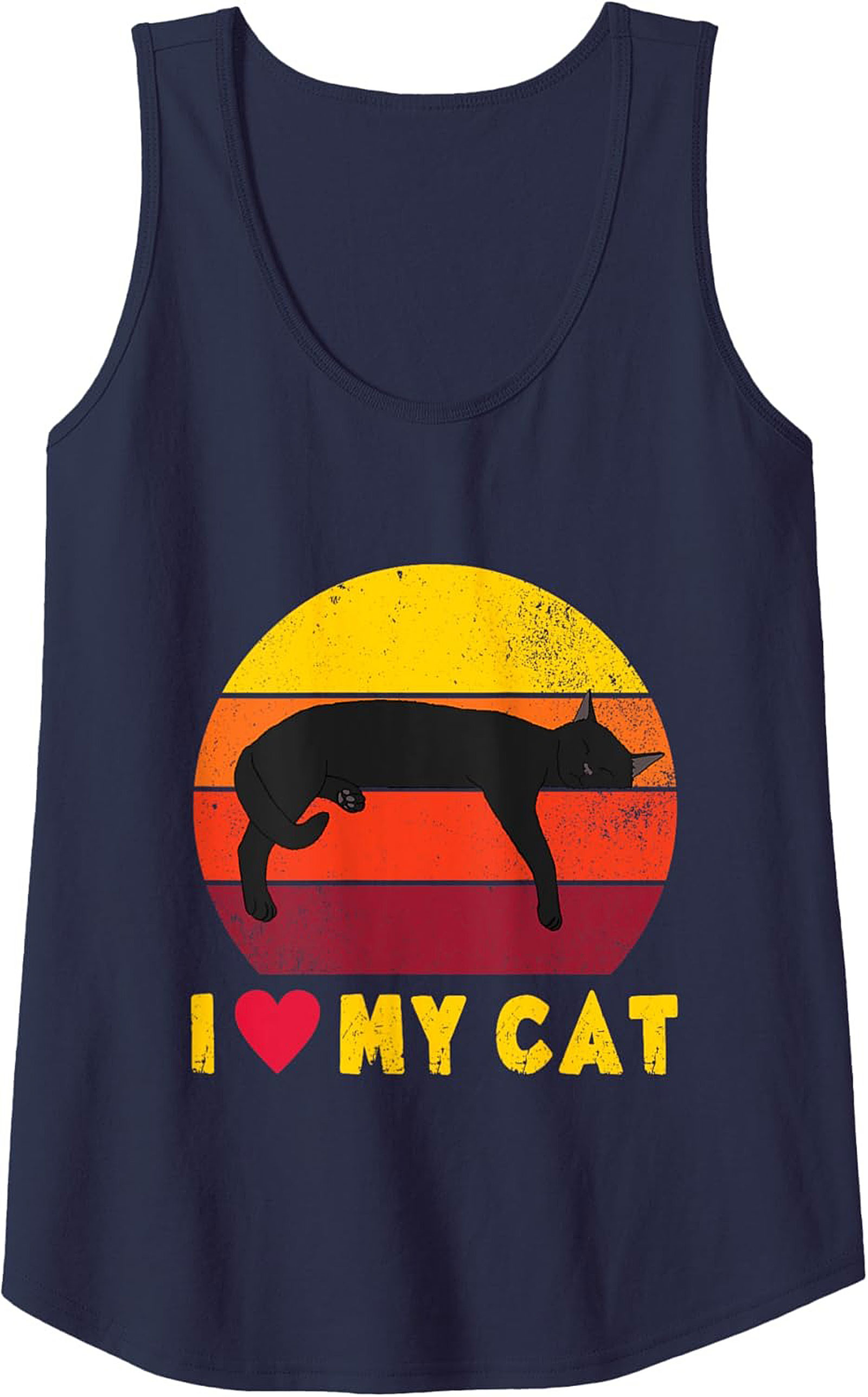 I Love My Cat Retro Sunset Graphic Tank Top Sleeveless