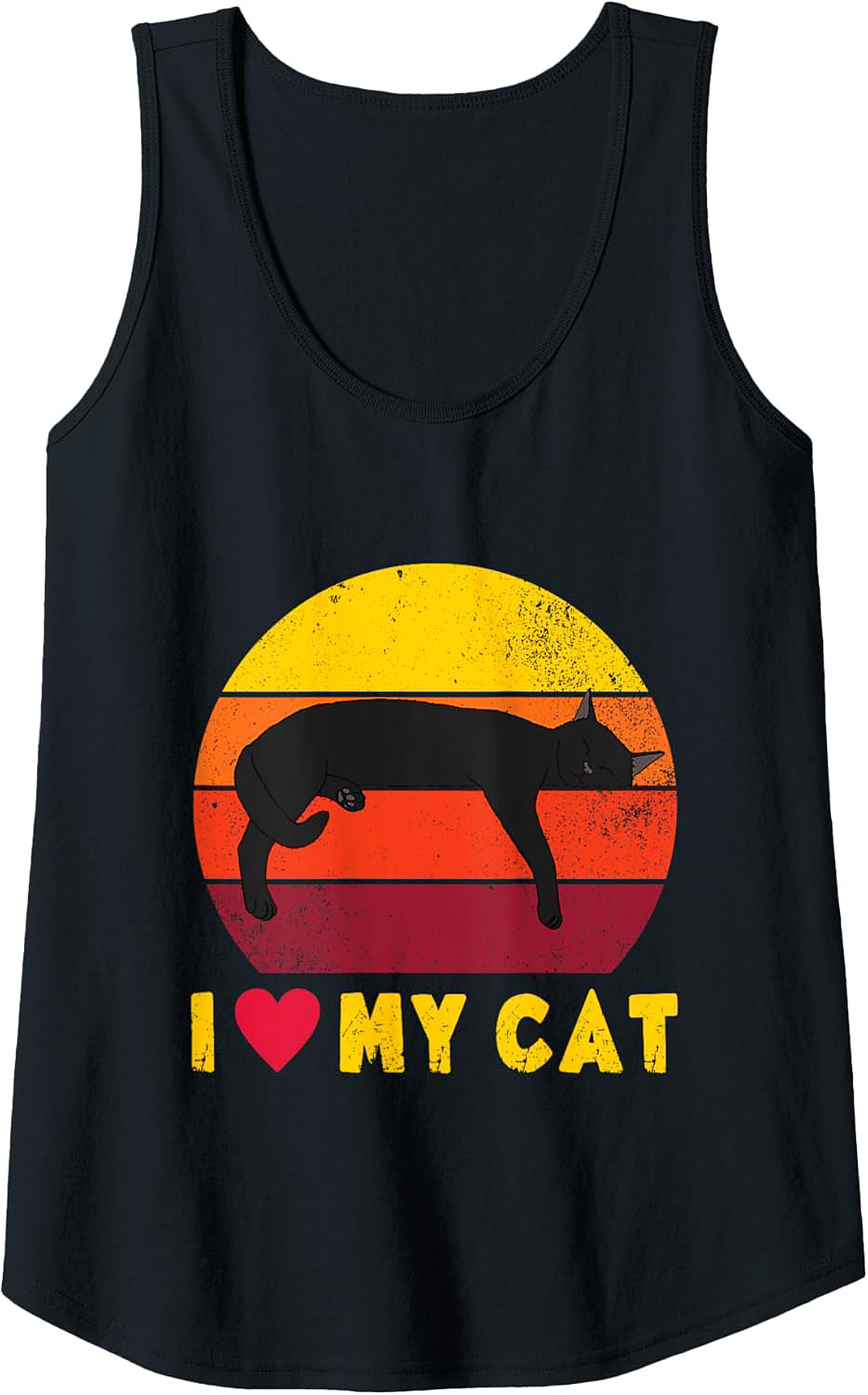 I Love My Cat Retro Sunset Graphic Tank Top Sleeveless