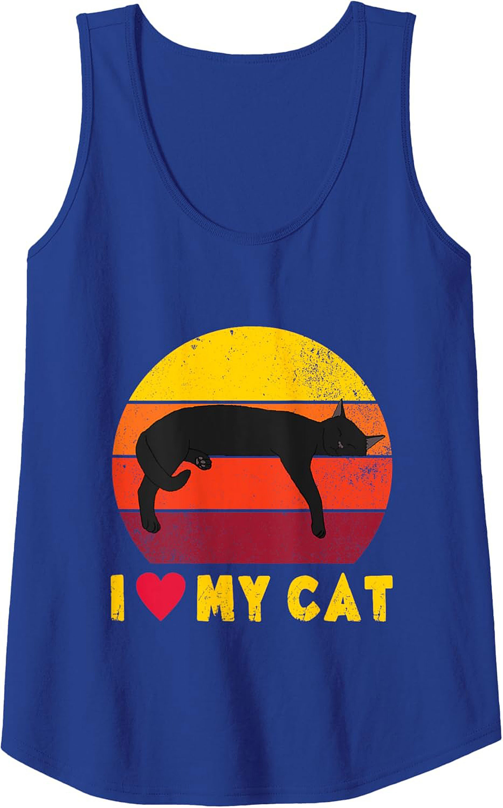 I Love My Cat Retro Sunset Graphic Tank Top Sleeveless