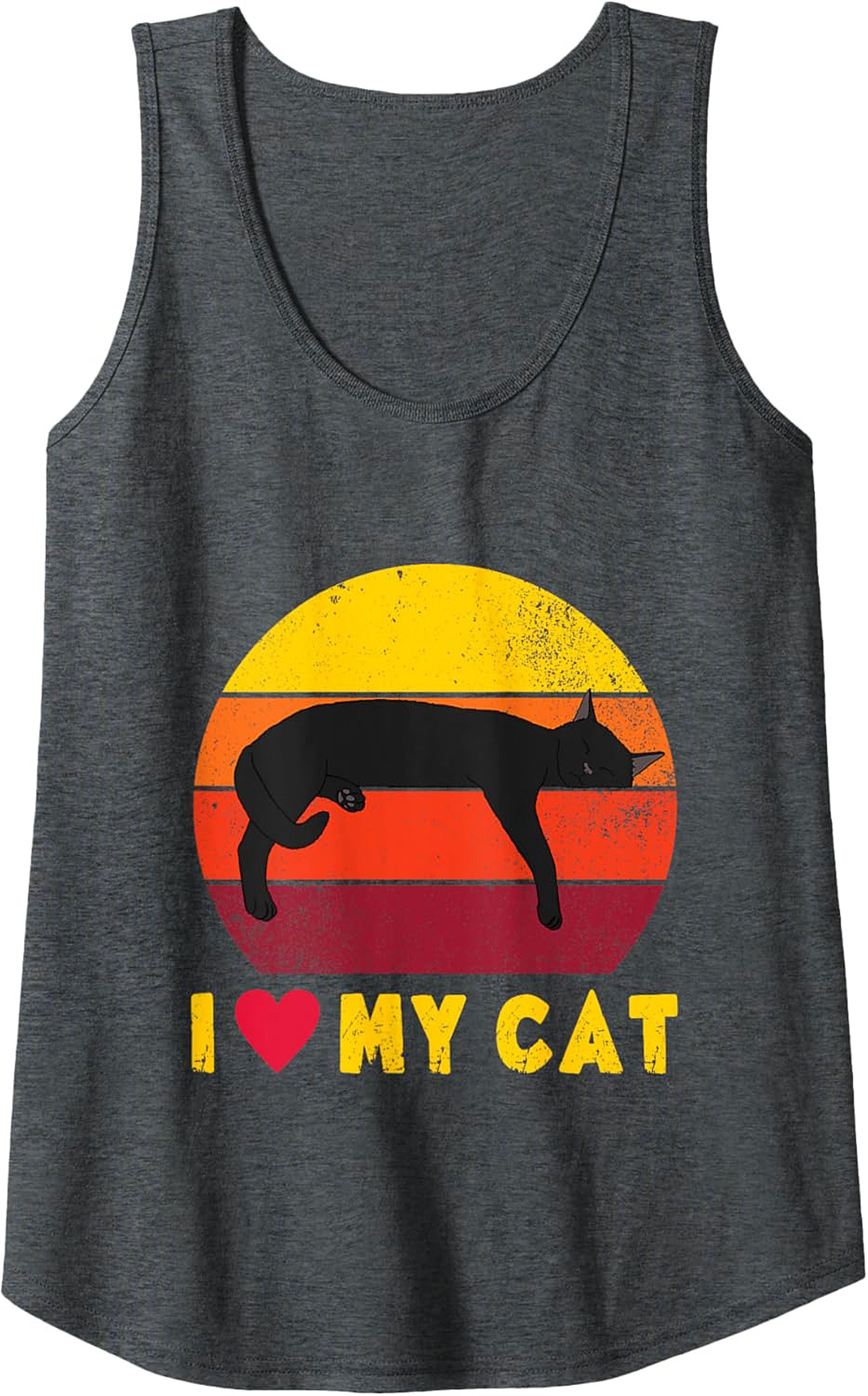 I Love My Cat Retro Sunset Graphic Tank Top Sleeveless
