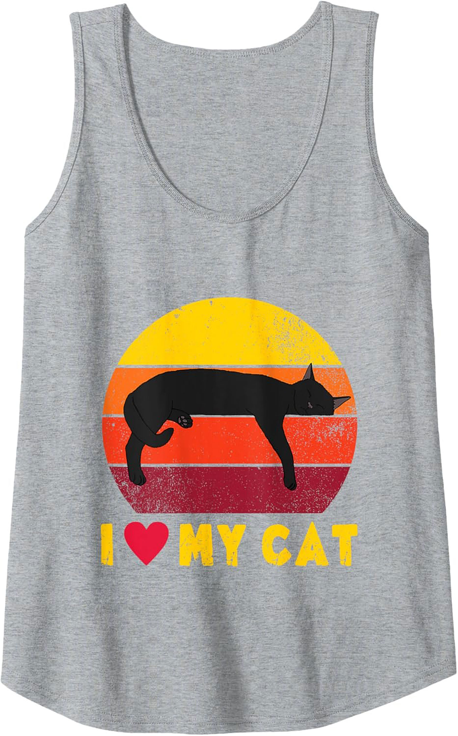 I Love My Cat Retro Sunset Graphic Tank Top Sleeveless