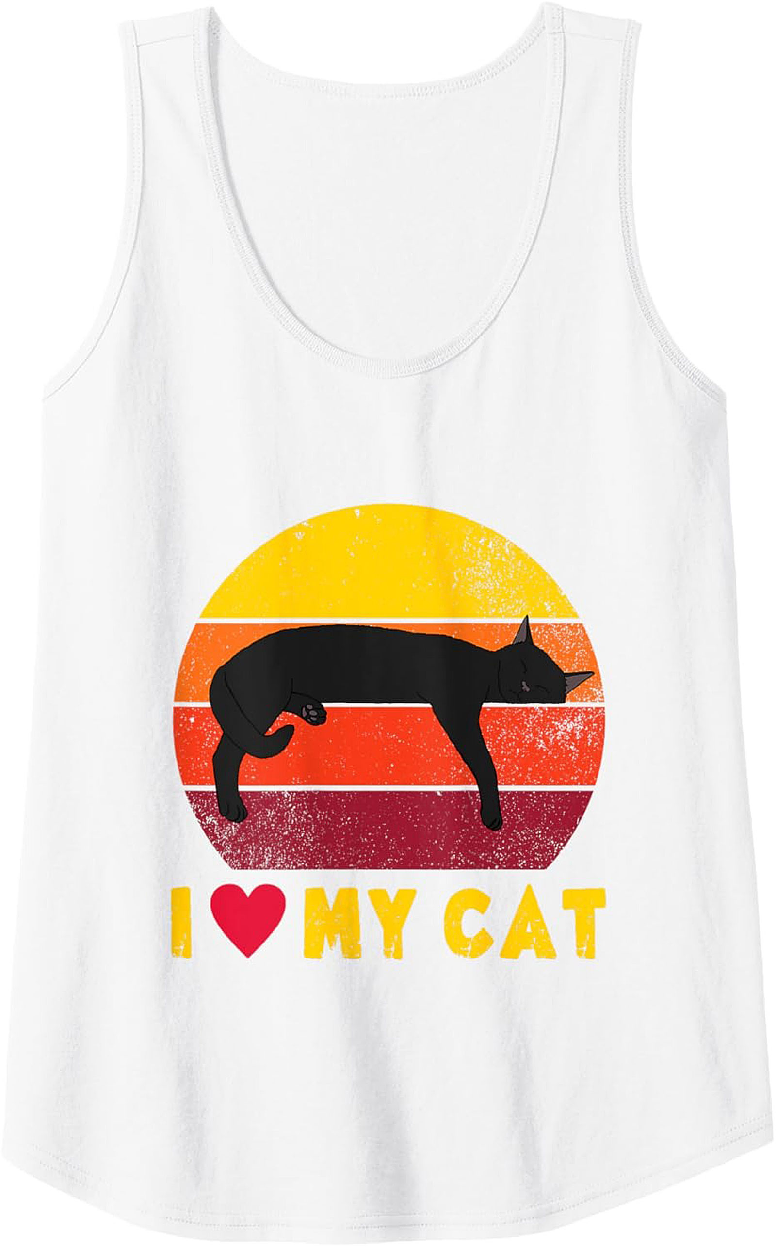 I Love My Cat Retro Sunset Graphic Tank Top Sleeveless