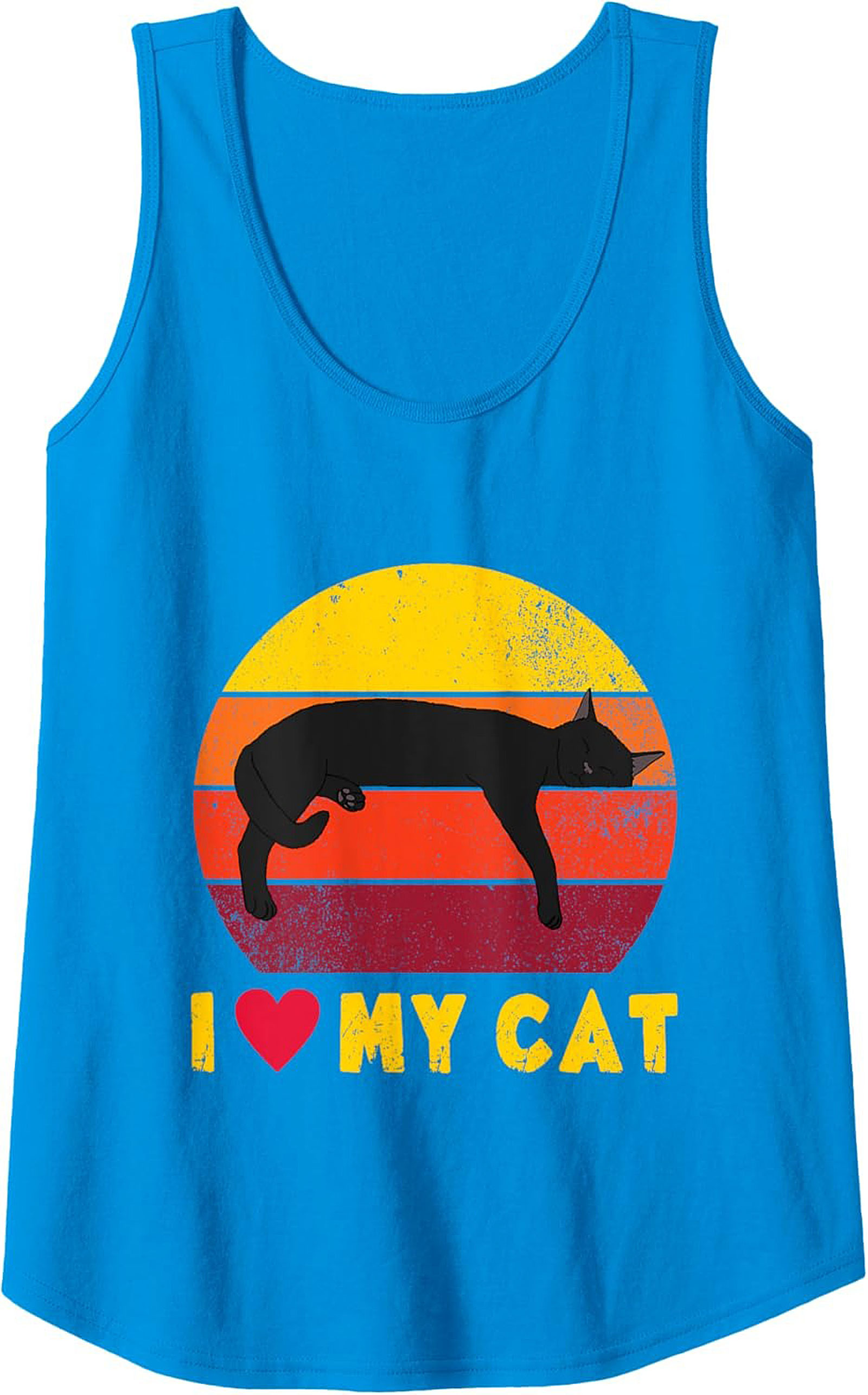 I Love My Cat Retro Sunset Graphic Tank Top Sleeveless