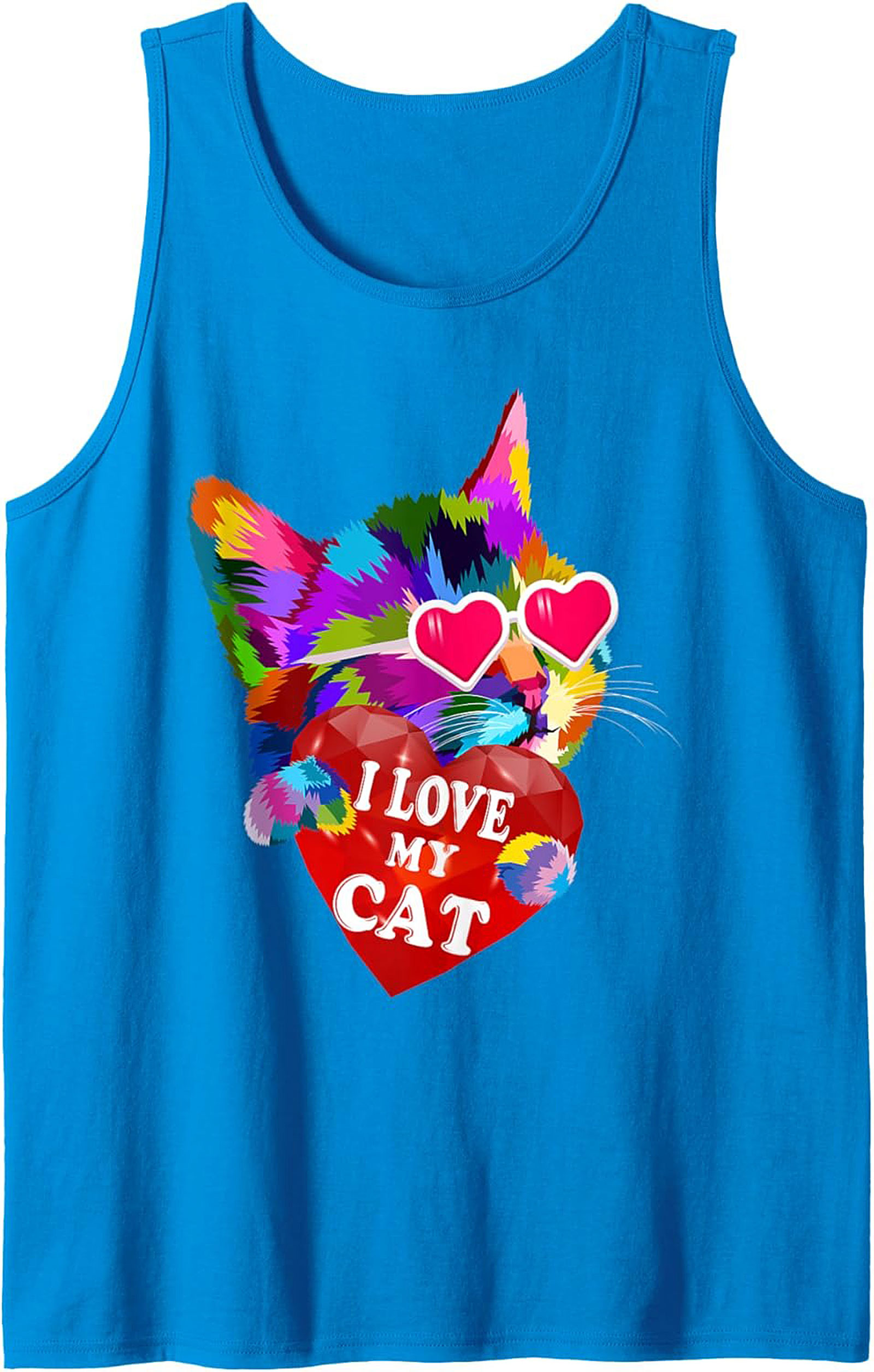 Pop Art Cat Lover Graphic Tank Top Summer Sleeveless Shirt