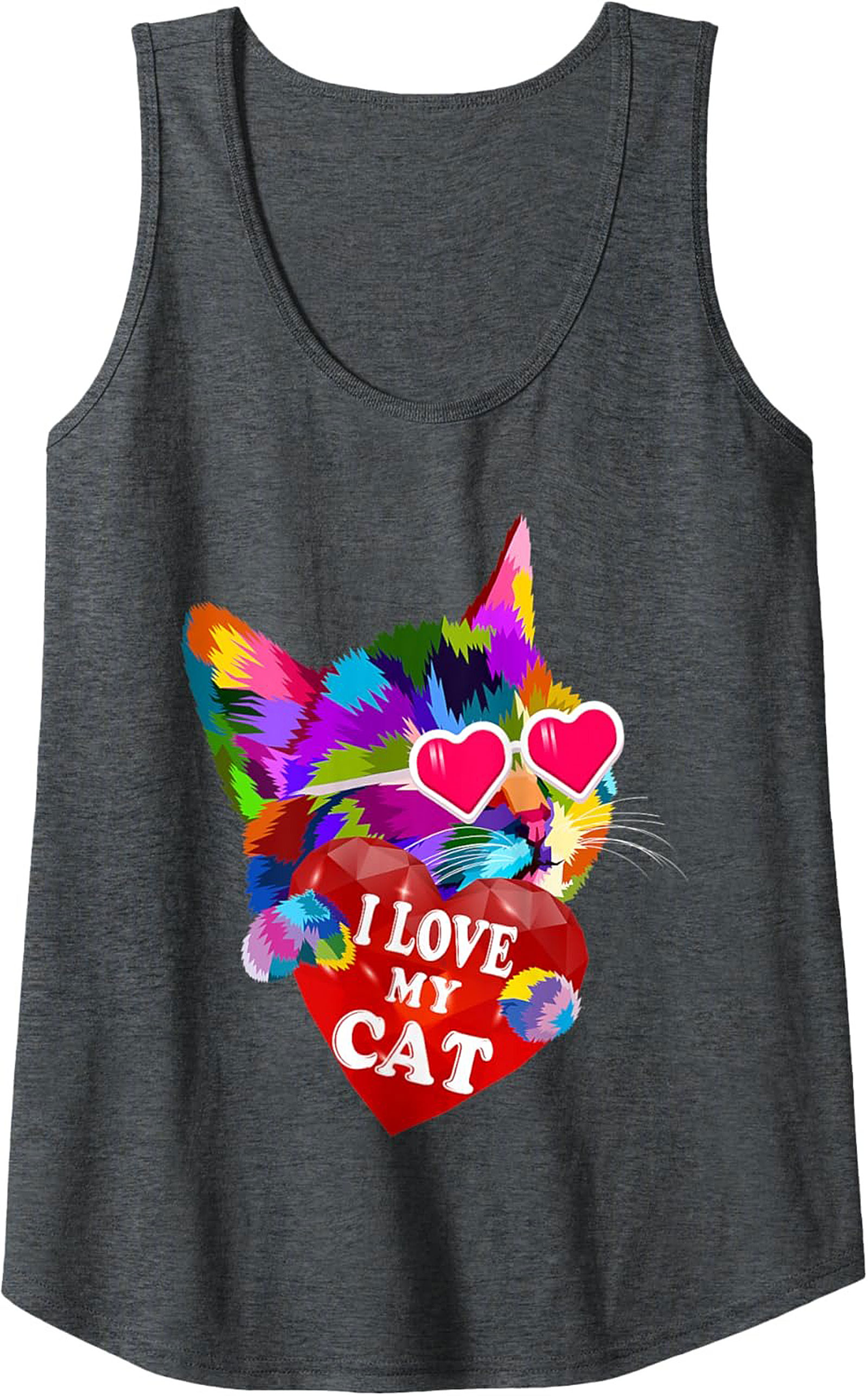 Pop Art Cat Lover Graphic Tank Top Summer Sleeveless Shirt