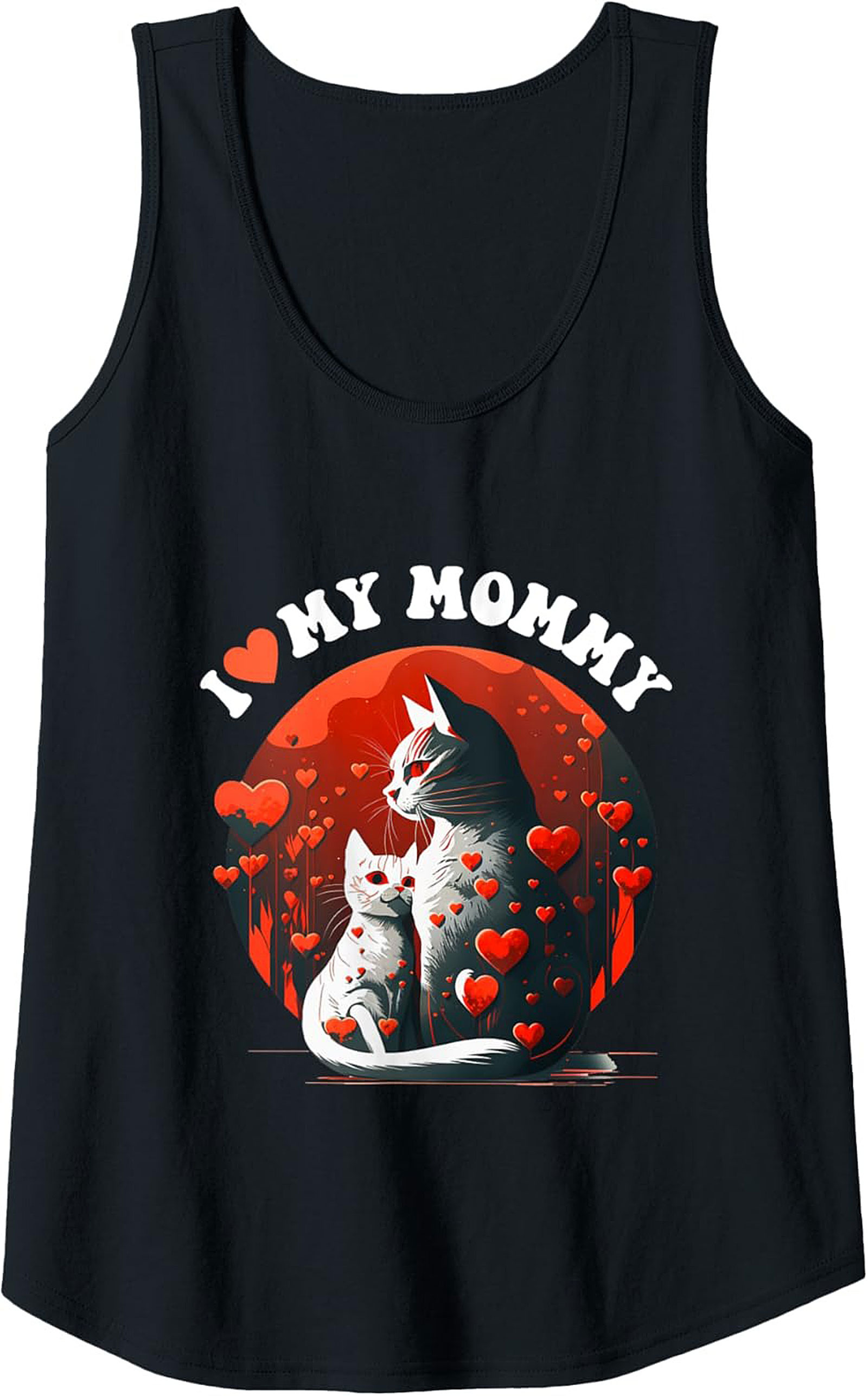 Cat Mom Graphic Tank Top I Love My Mommy Sleeveless Shirt