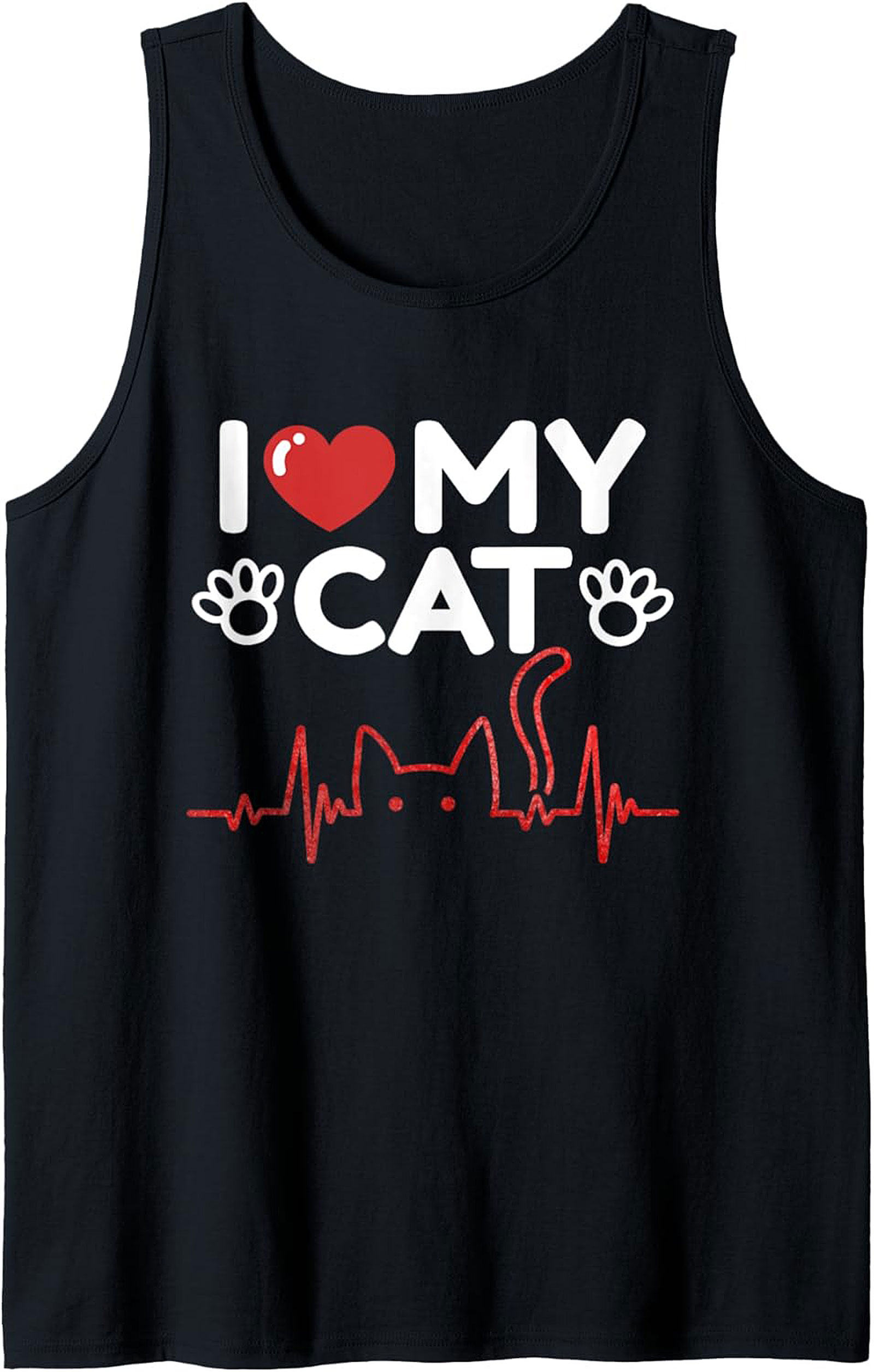 Cat Tank Top I Love My Cat Graphic Sleeveless Shirt