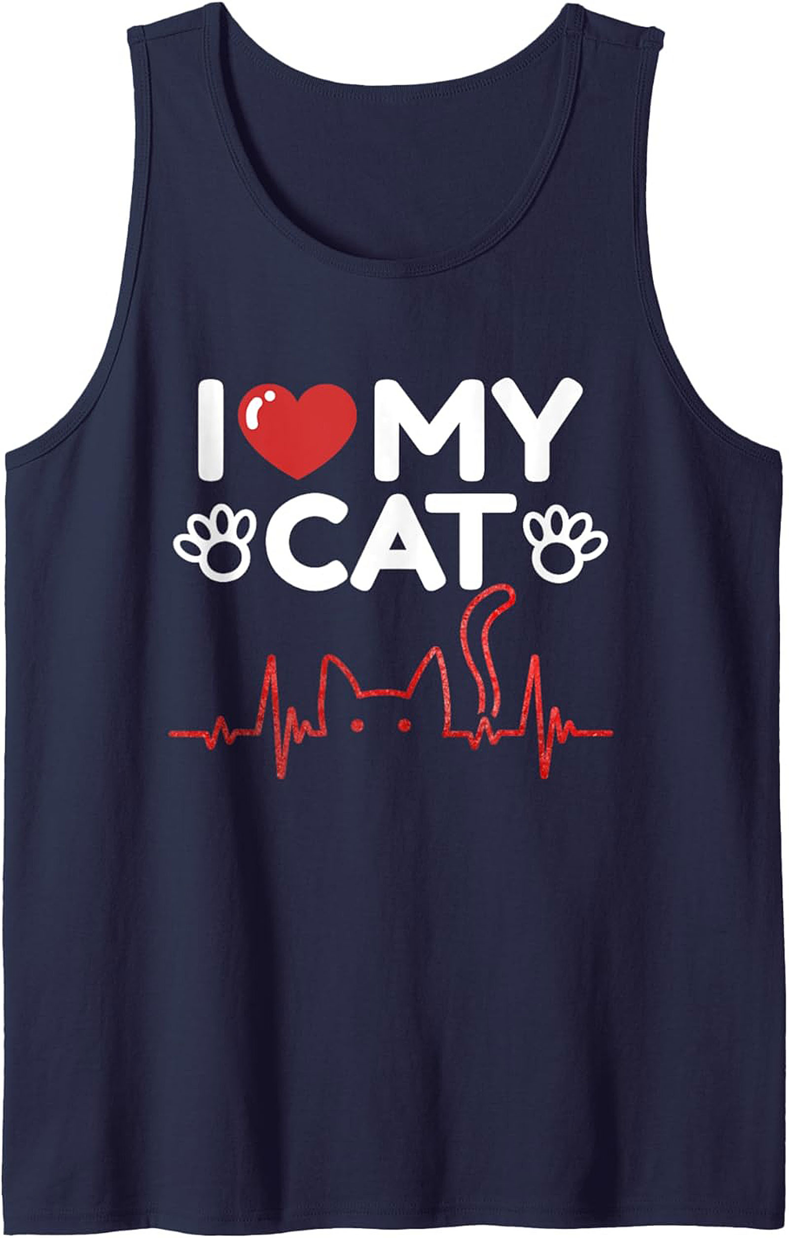 Cat Tank Top I Love My Cat Graphic Sleeveless Shirt