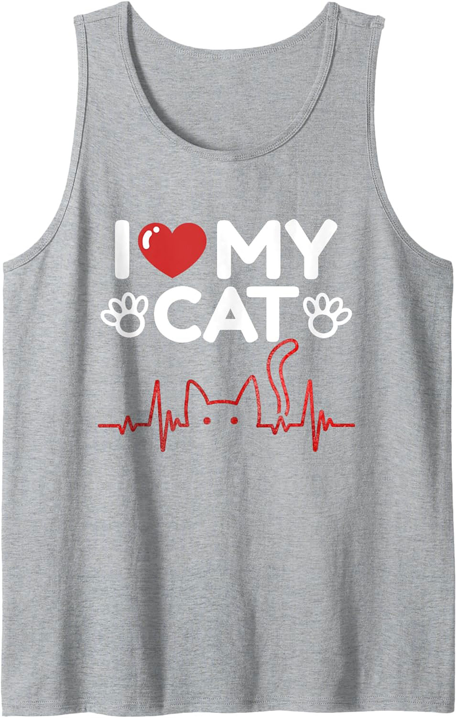 Cat Tank Top I Love My Cat Graphic Sleeveless Shirt