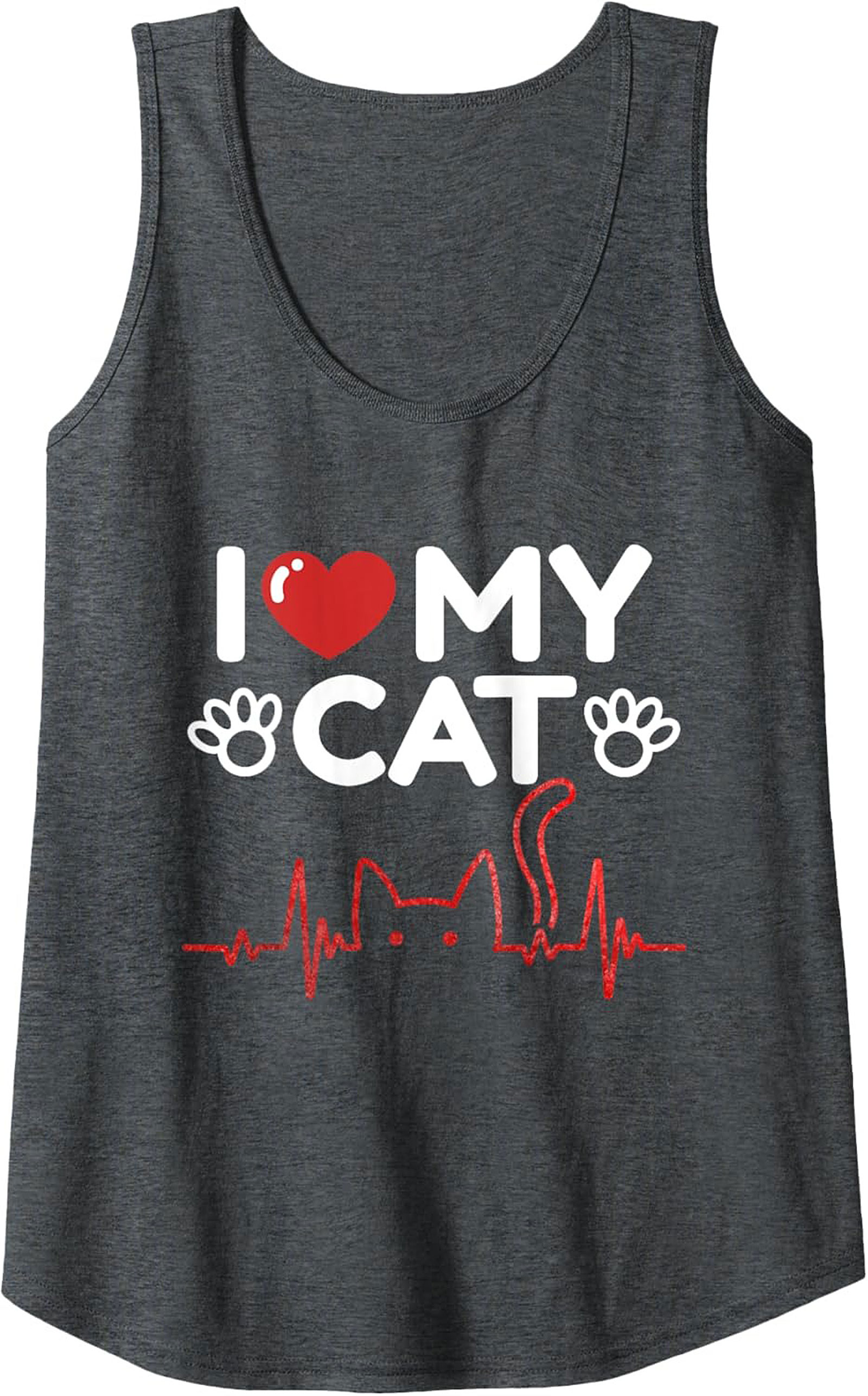 Cat Tank Top I Love My Cat Graphic Sleeveless Shirt