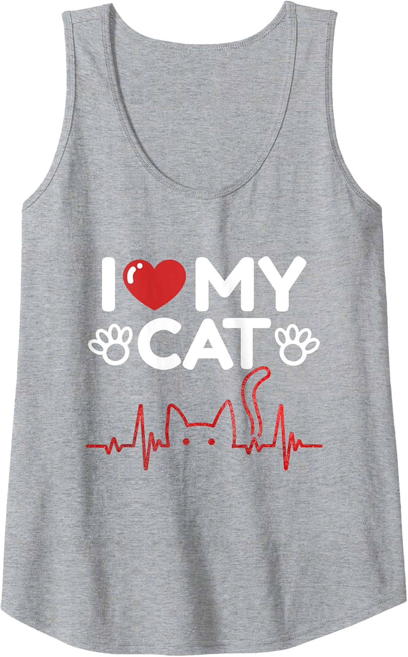 Cat Tank Top I Love My Cat Graphic Sleeveless Shirt