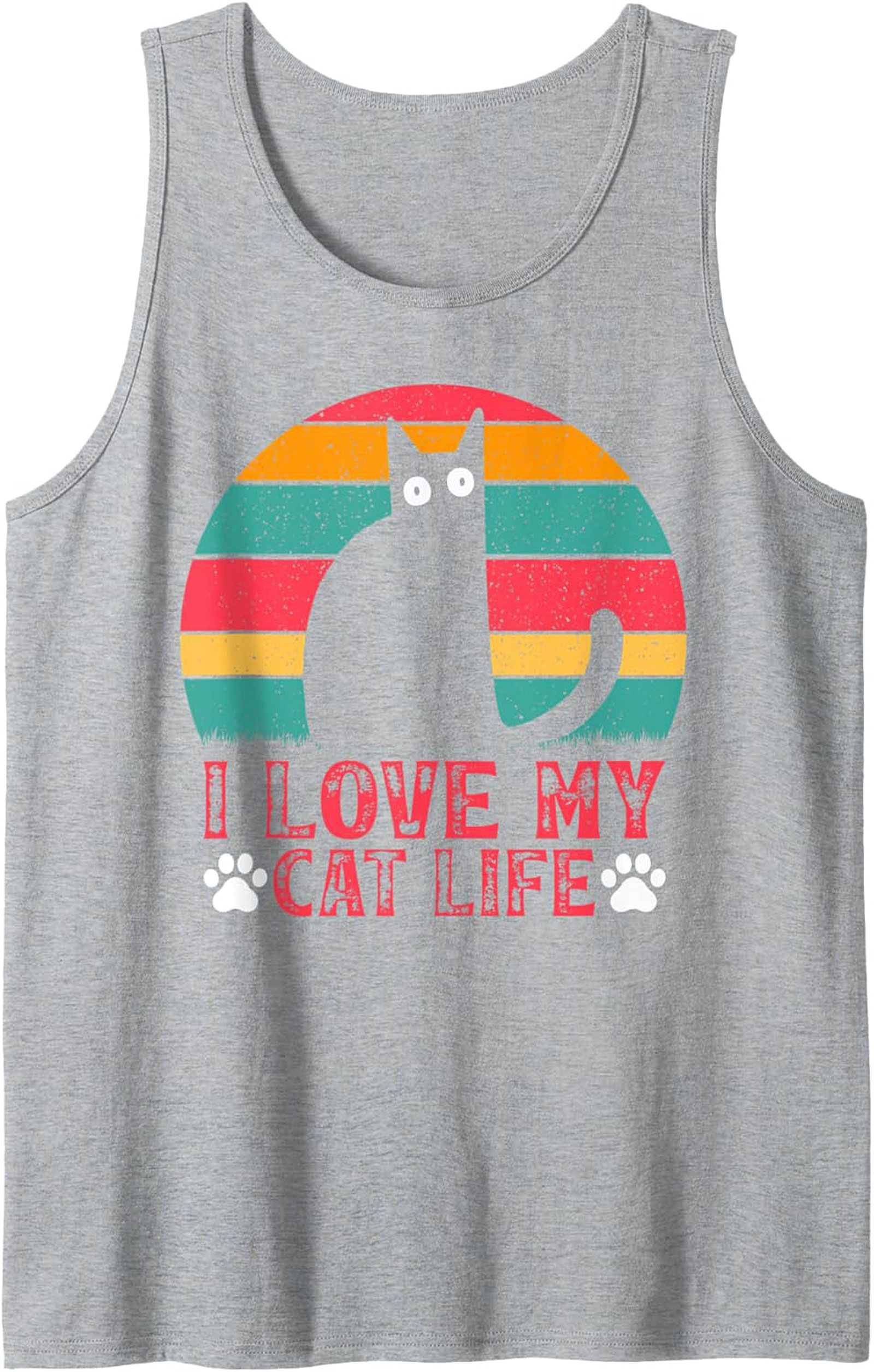 Retro "I Love My Cat Life" Cat Lover Tank Top Gift