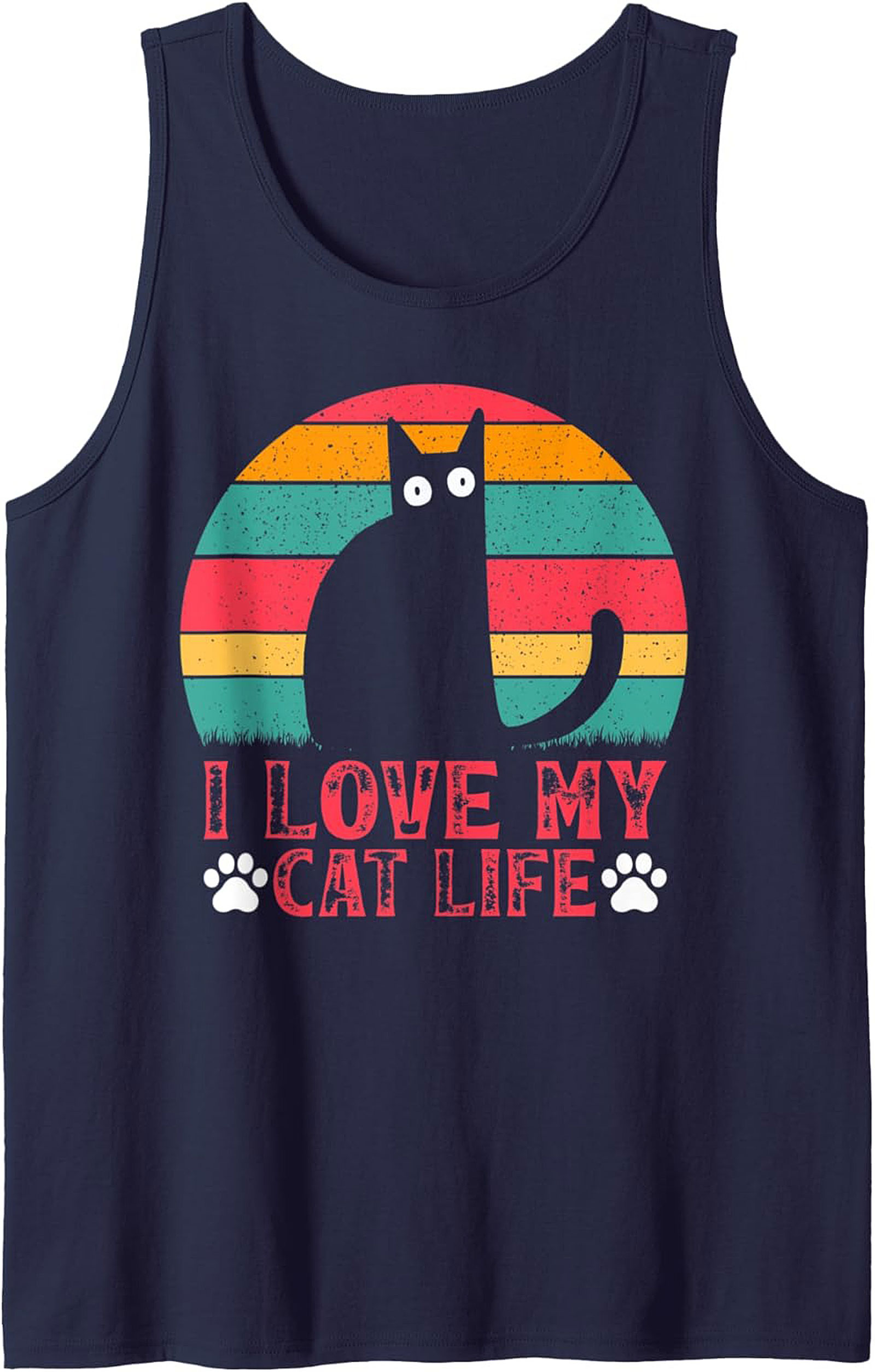 Retro "I Love My Cat Life" Cat Lover Tank Top Gift