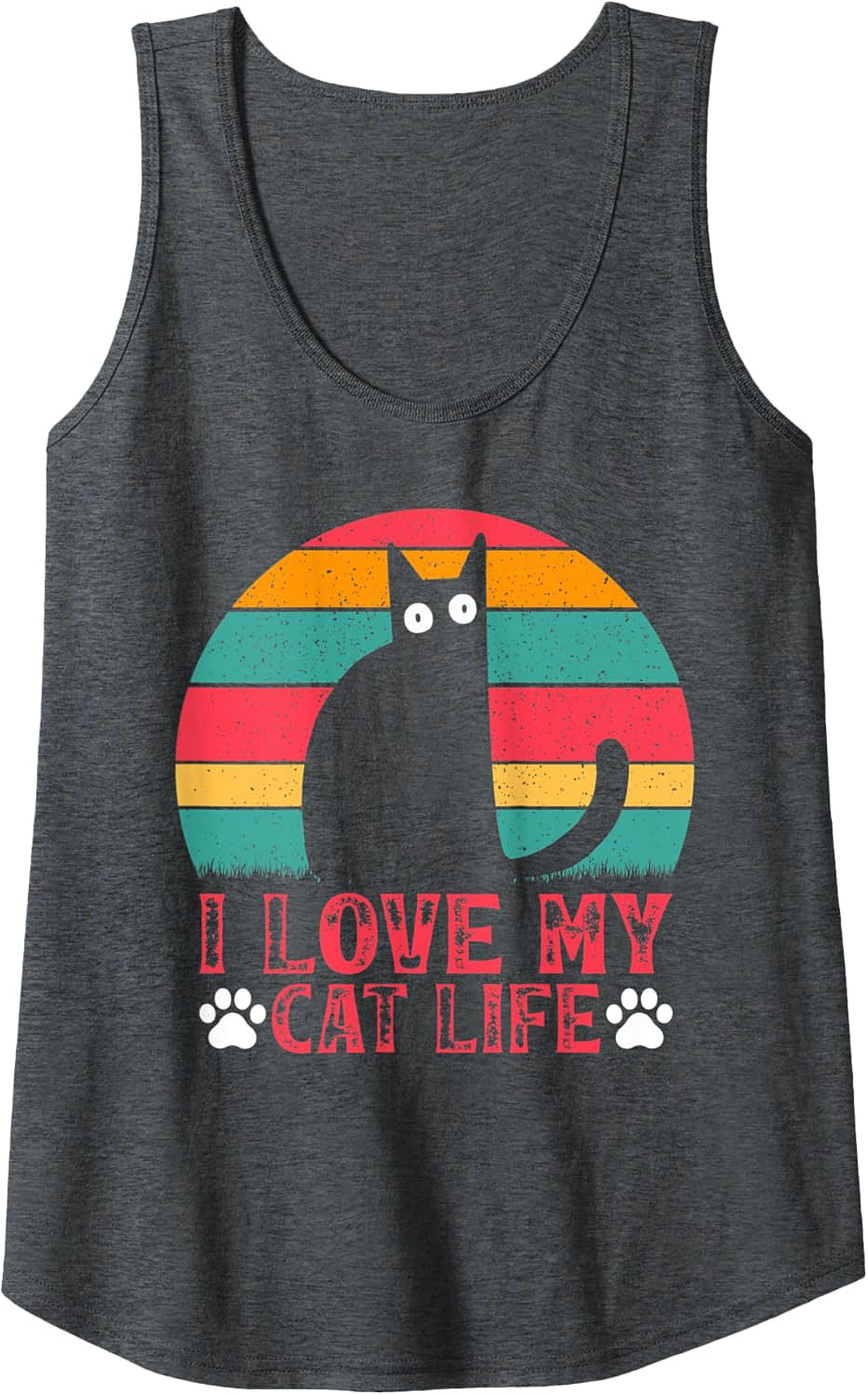 Retro "I Love My Cat Life" Cat Lover Tank Top Gift