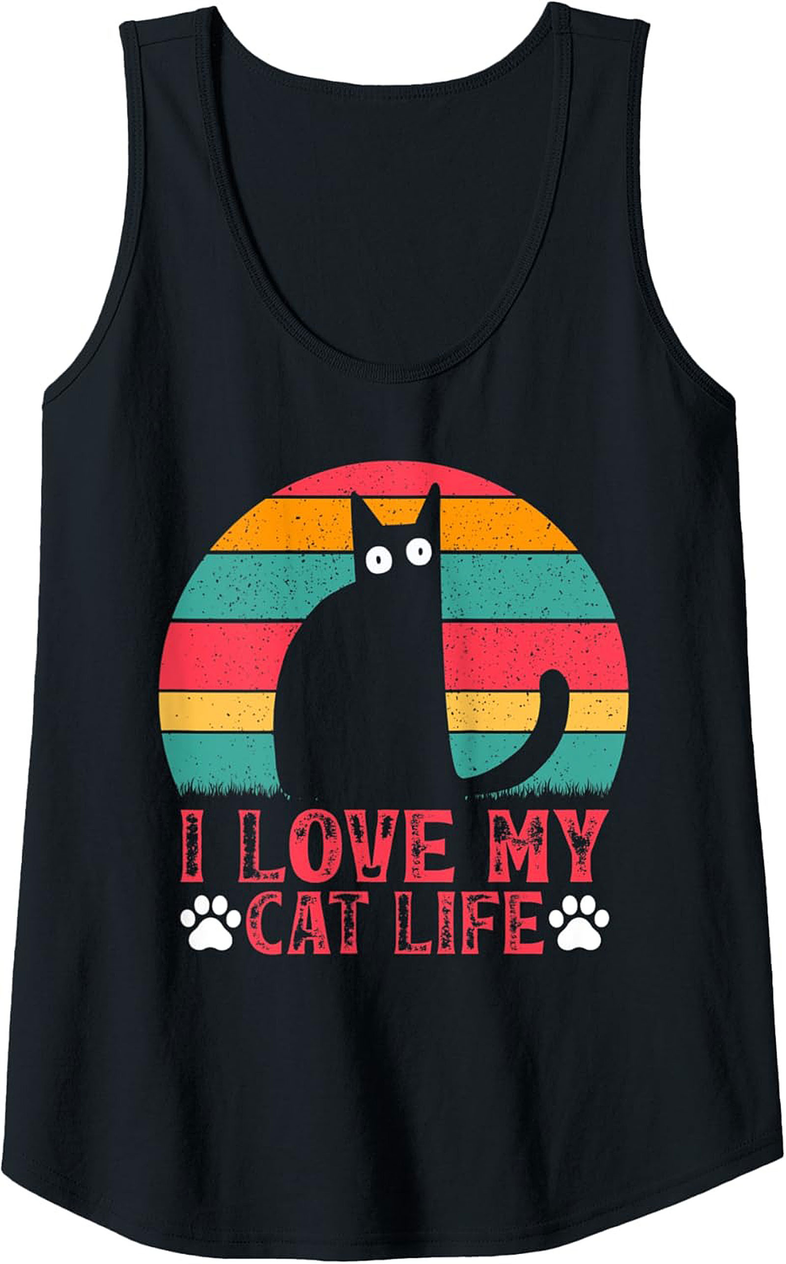 Retro "I Love My Cat Life" Cat Lover Tank Top Gift