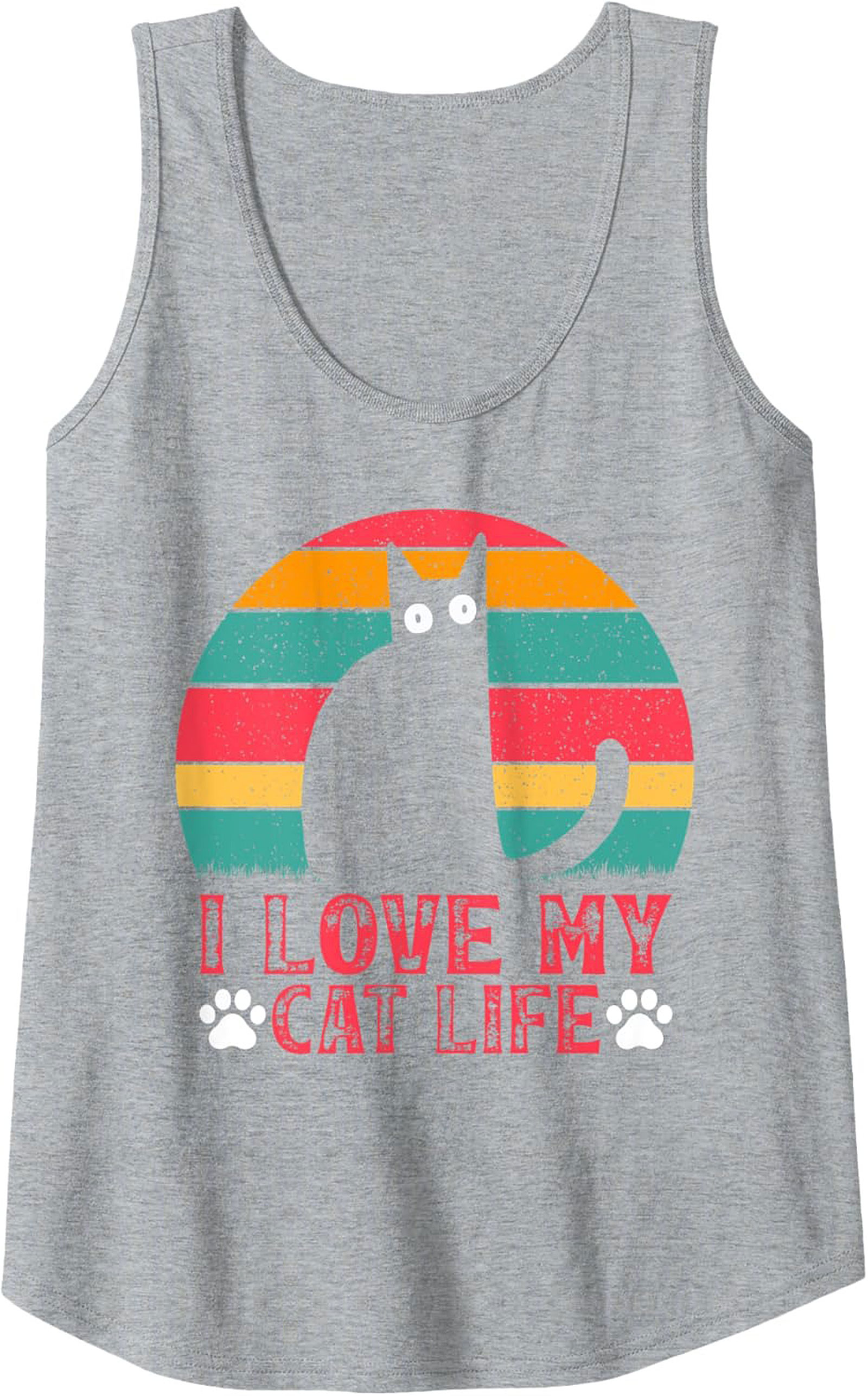 Retro "I Love My Cat Life" Cat Lover Tank Top Gift