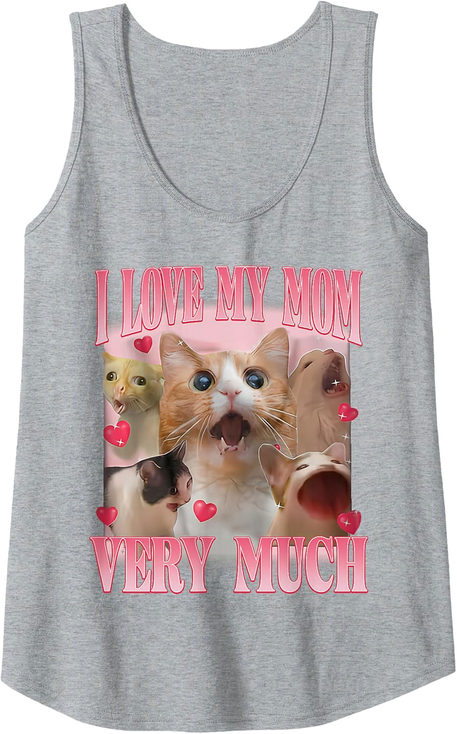 Funny Cat Mom Meme Tank Top  I Love My Mom Graphic