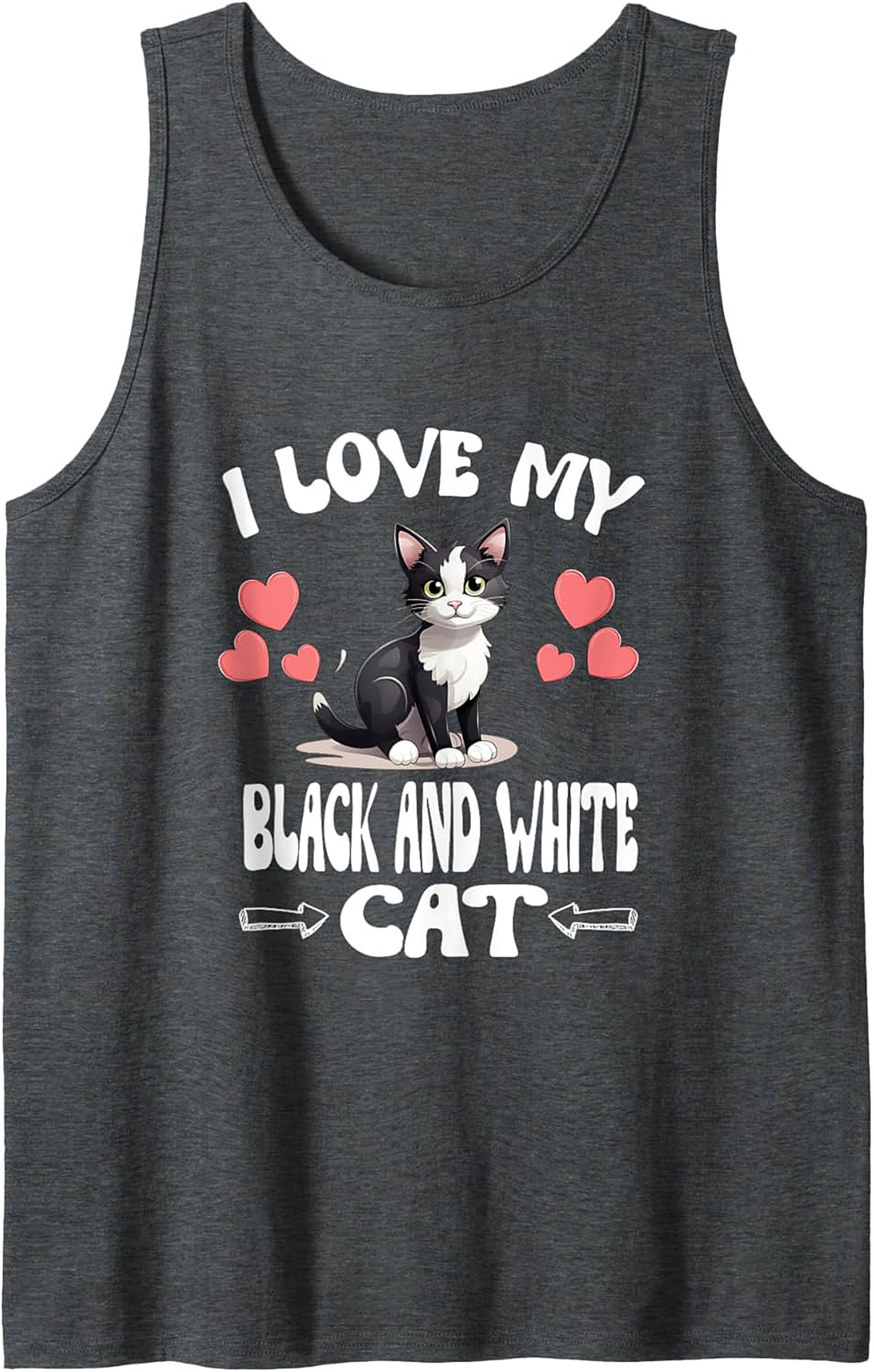 Cute Black and White Cat Tank Top Perfect Cat Lover Gift
