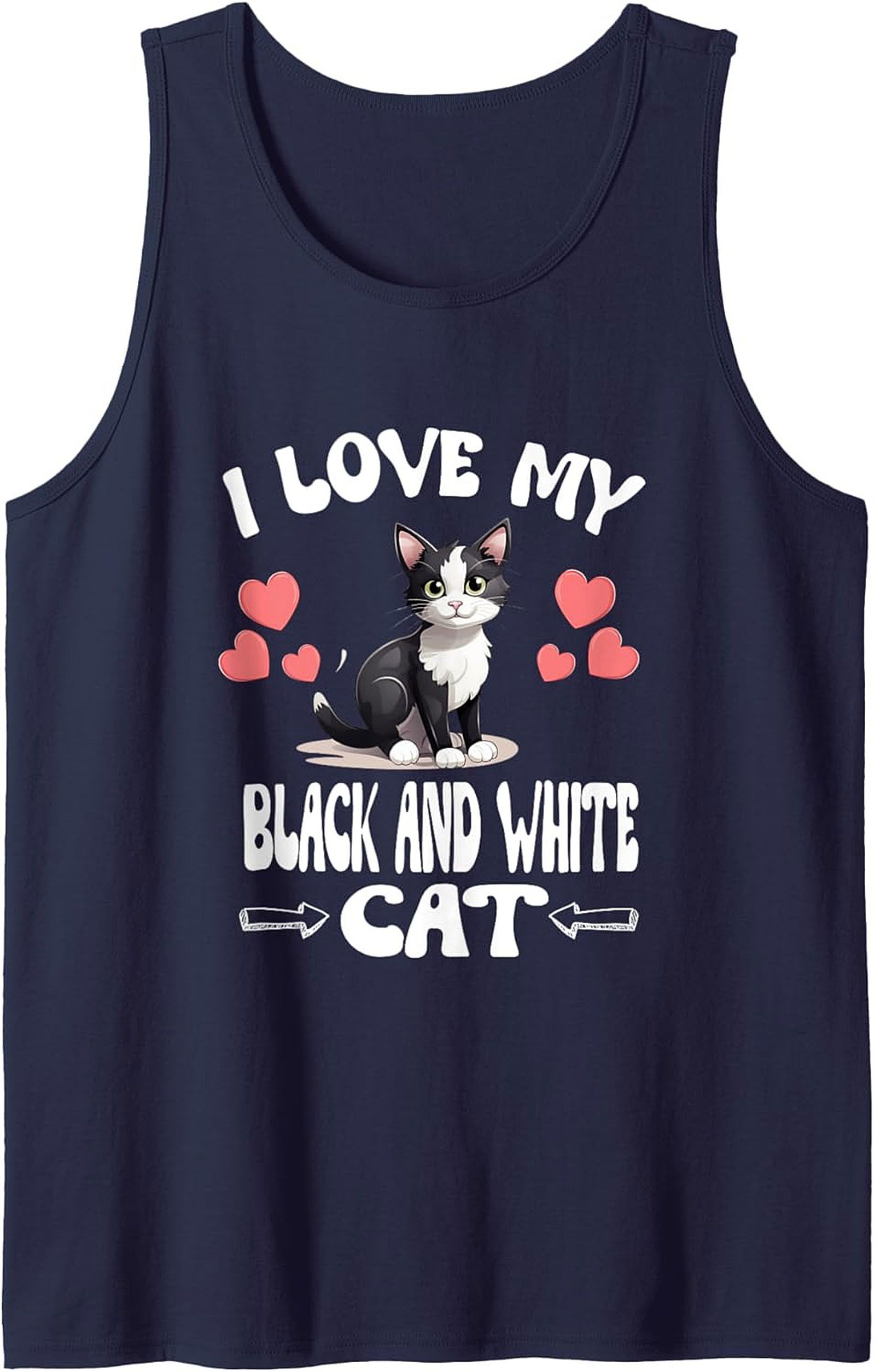 Cute Black and White Cat Tank Top Perfect Cat Lover Gift