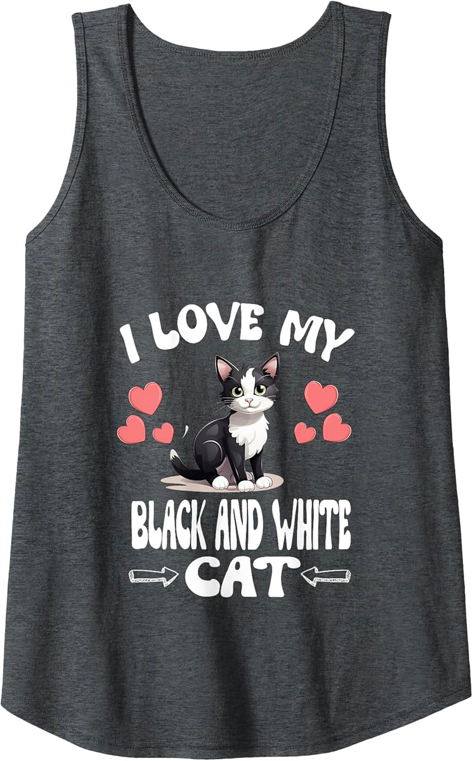 Cute Black and White Cat Tank Top Perfect Cat Lover Gift