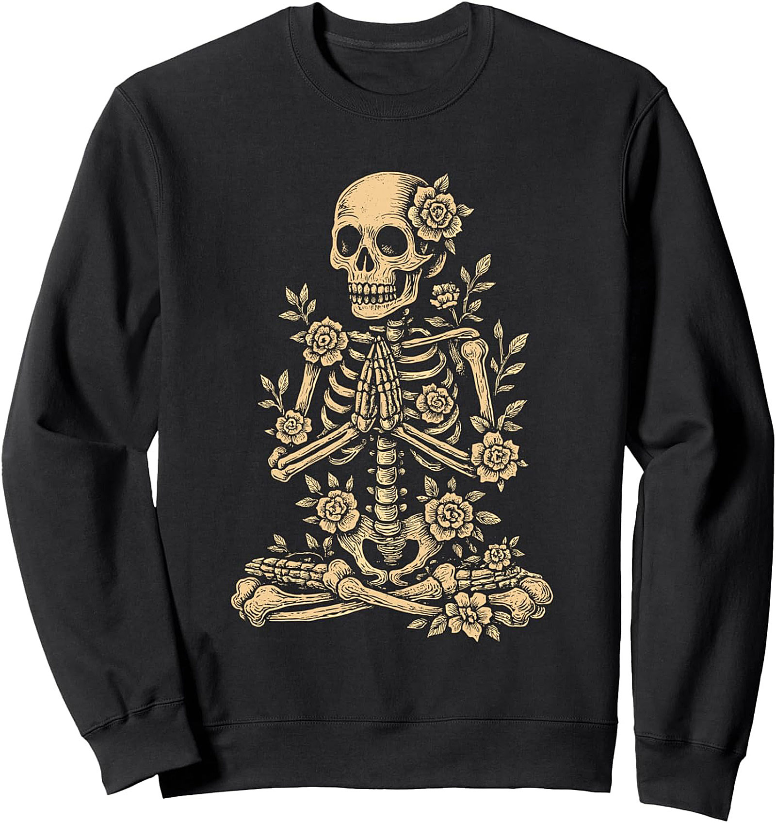 Meditating Skeleton Sweatshirt Gothic Yoga Crewneck