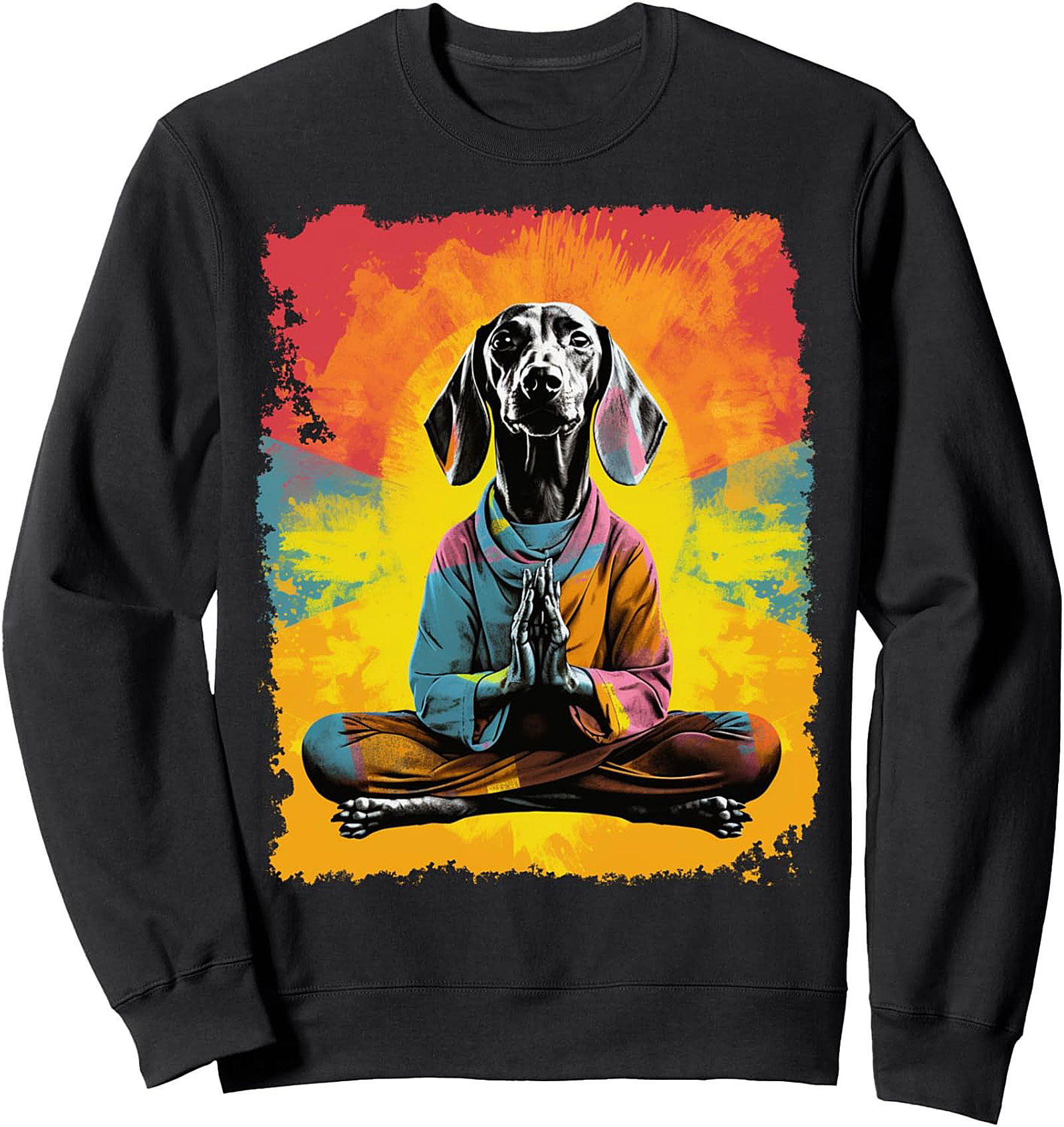 Zen Dachshund Meditating Crewneck Sweatshirt Cozy Pullover Gift