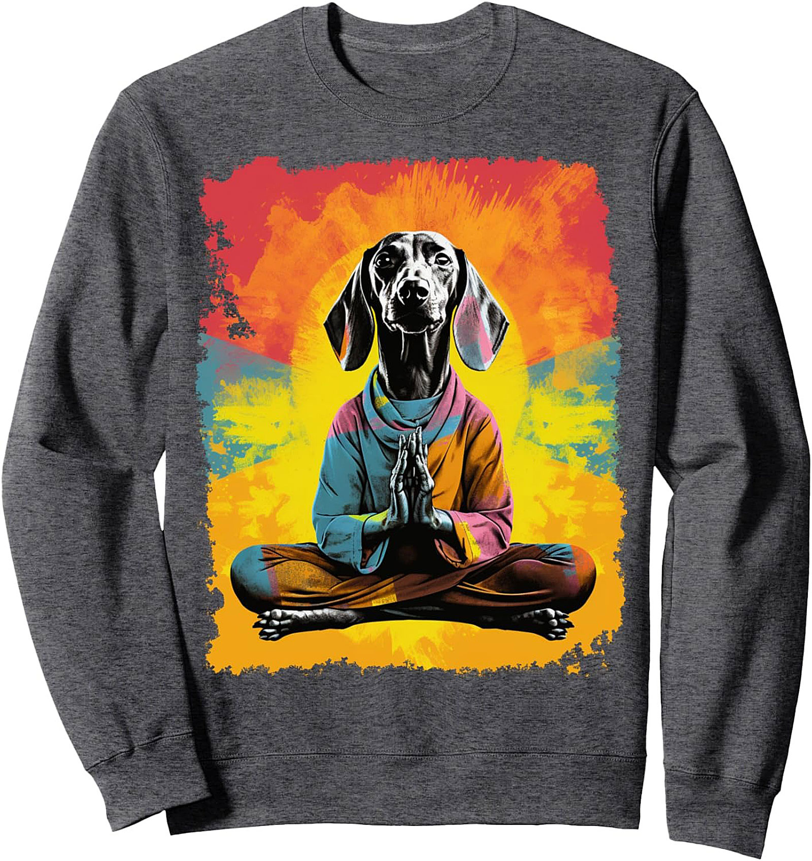 Zen Dachshund Meditating Crewneck Sweatshirt Cozy Pullover Gift