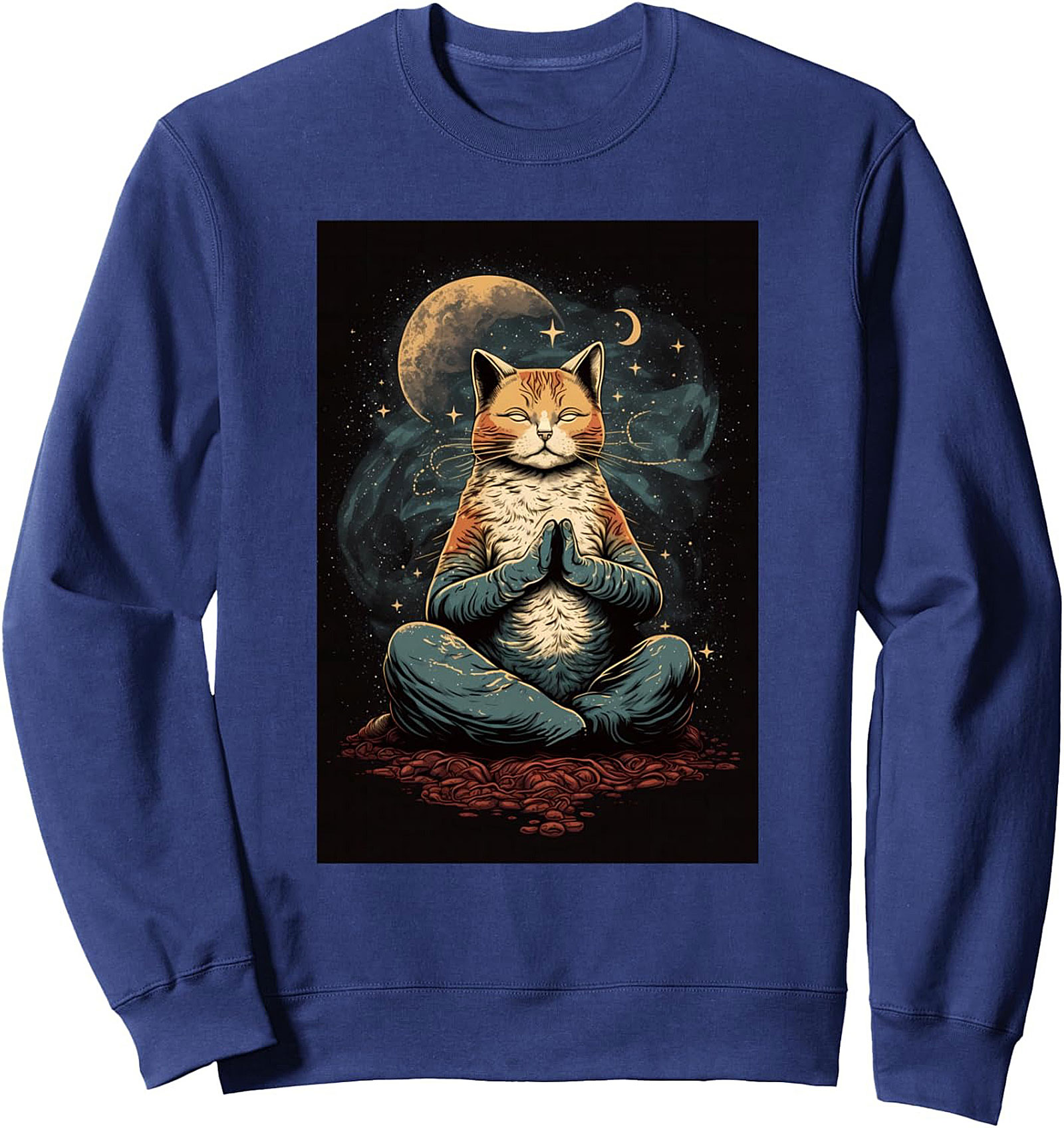  Zen Cat Crewneck Sweatshirt Cozy Pullover Gift