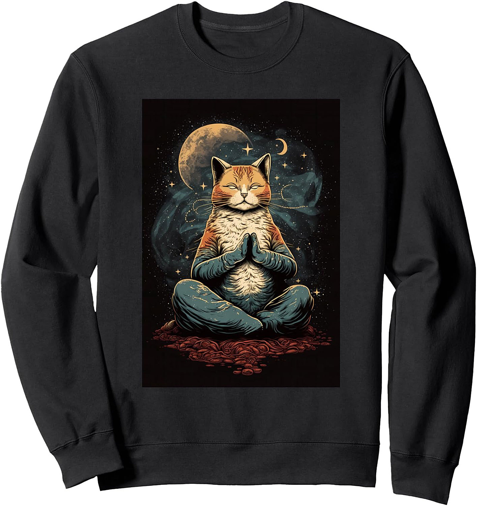 Zen Cat Crewneck Sweatshirt Cozy Pullover Gift