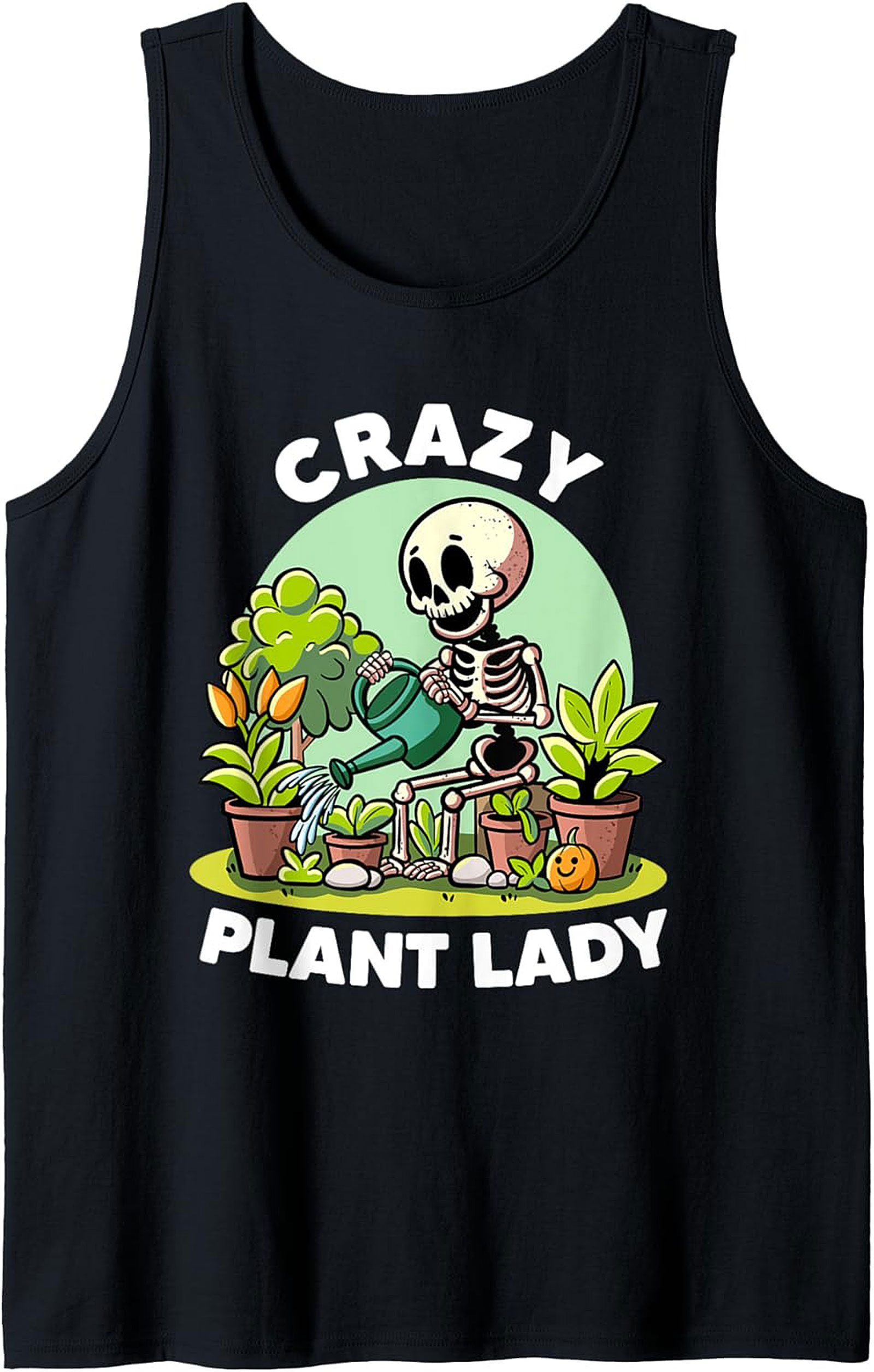 Crazy Plant Lady Graphic Tank Funny Skeleton Sleeveless Shirt
