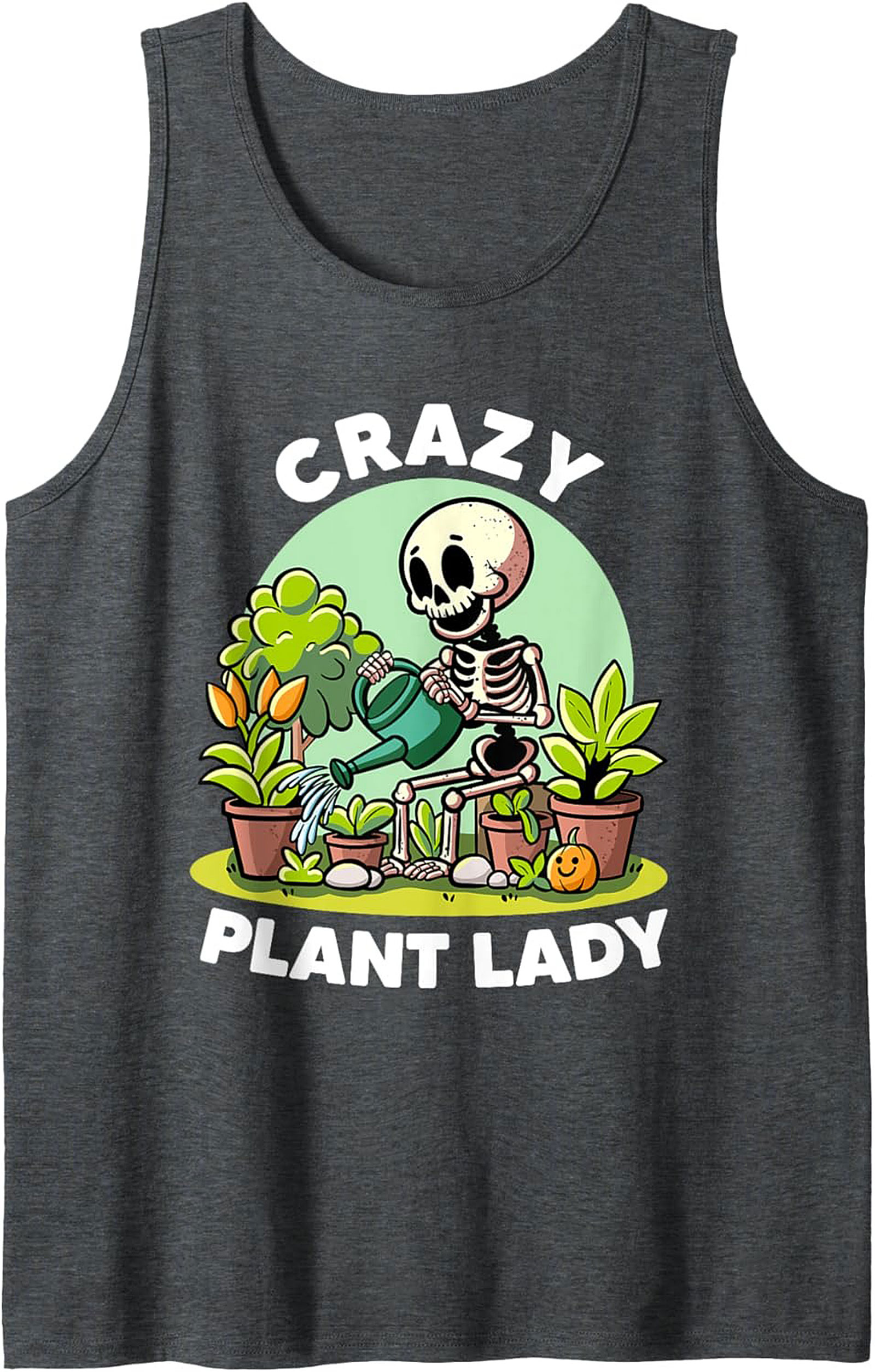 Crazy Plant Lady Graphic Tank Funny Skeleton Sleeveless Shirt
