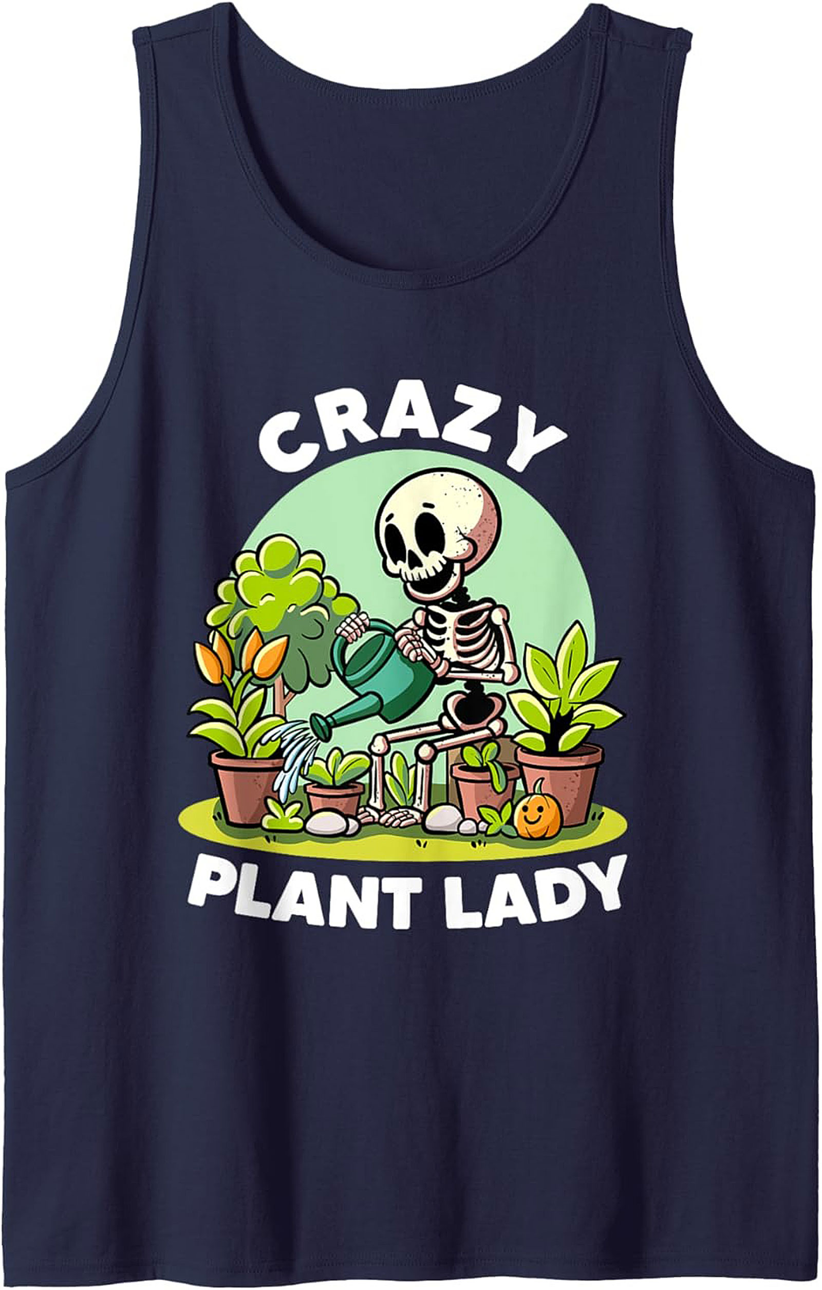 Crazy Plant Lady Graphic Tank Funny Skeleton Sleeveless Shirt