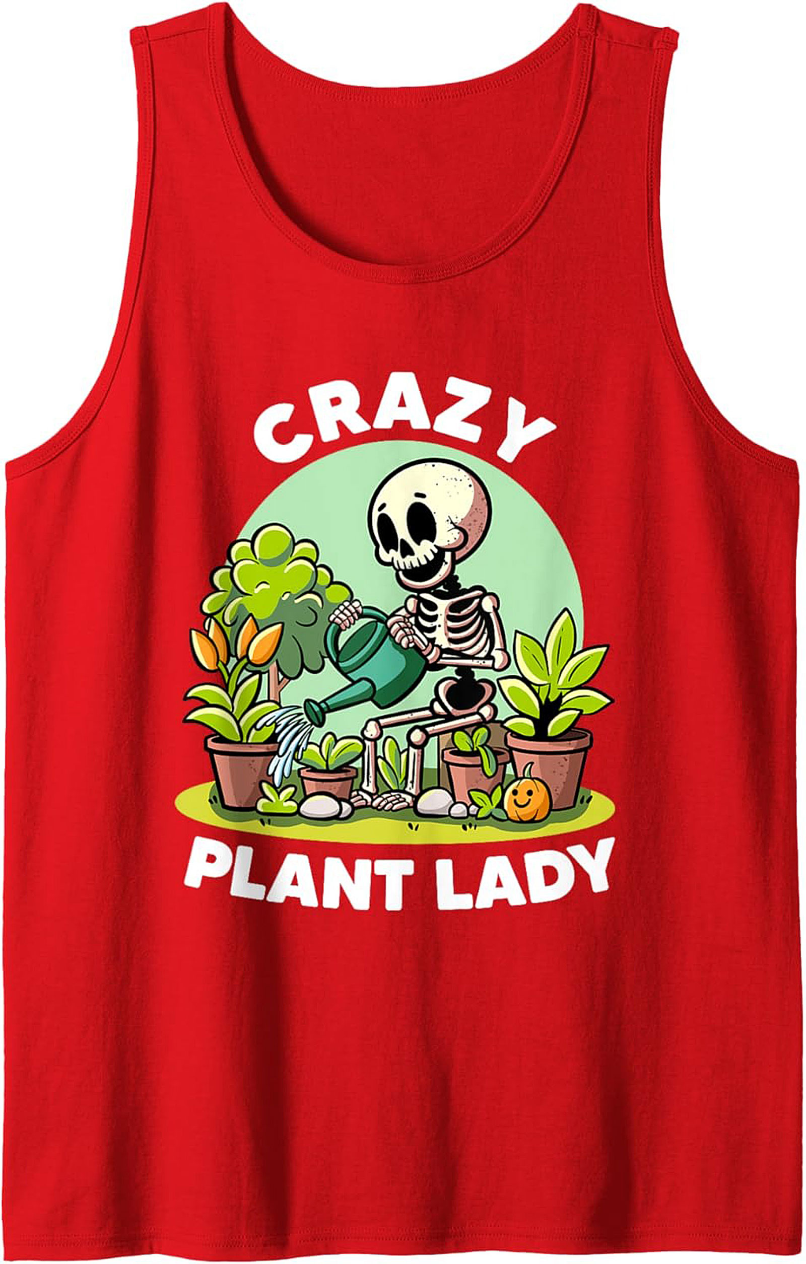 Crazy Plant Lady Graphic Tank Funny Skeleton Sleeveless Shirt