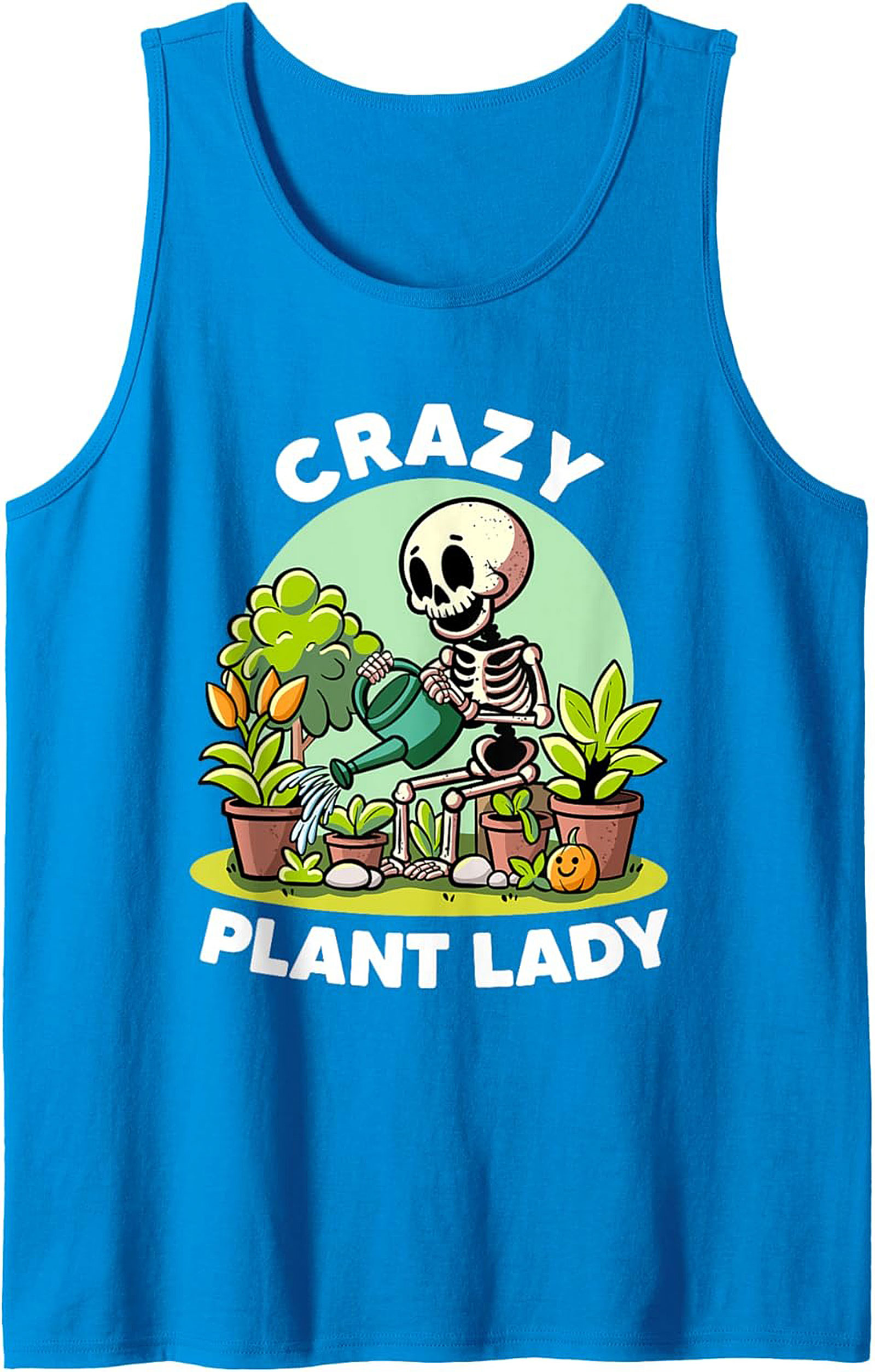 Crazy Plant Lady Graphic Tank Funny Skeleton Sleeveless Shirt