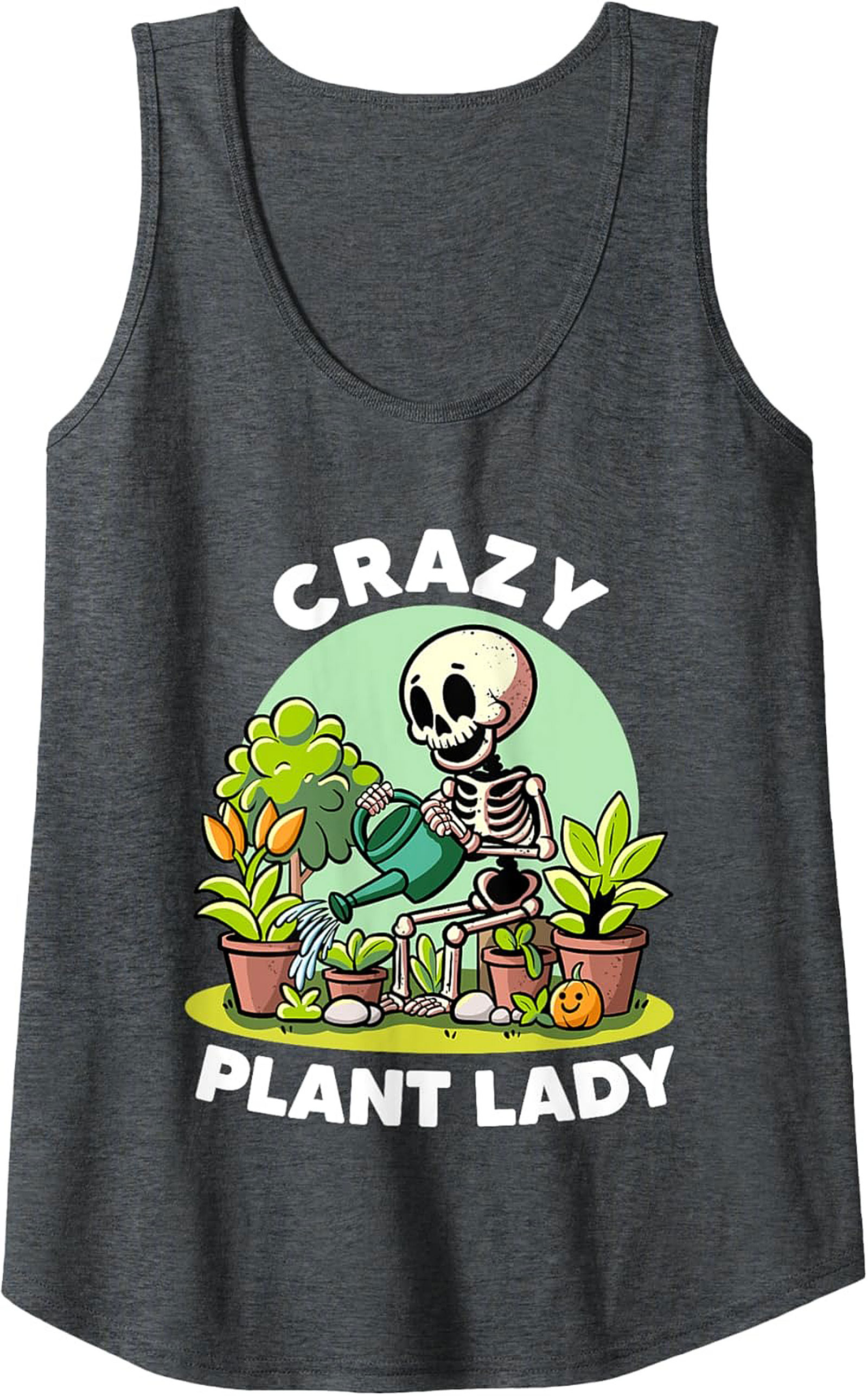 Crazy Plant Lady Graphic Tank Funny Skeleton Sleeveless Shirt