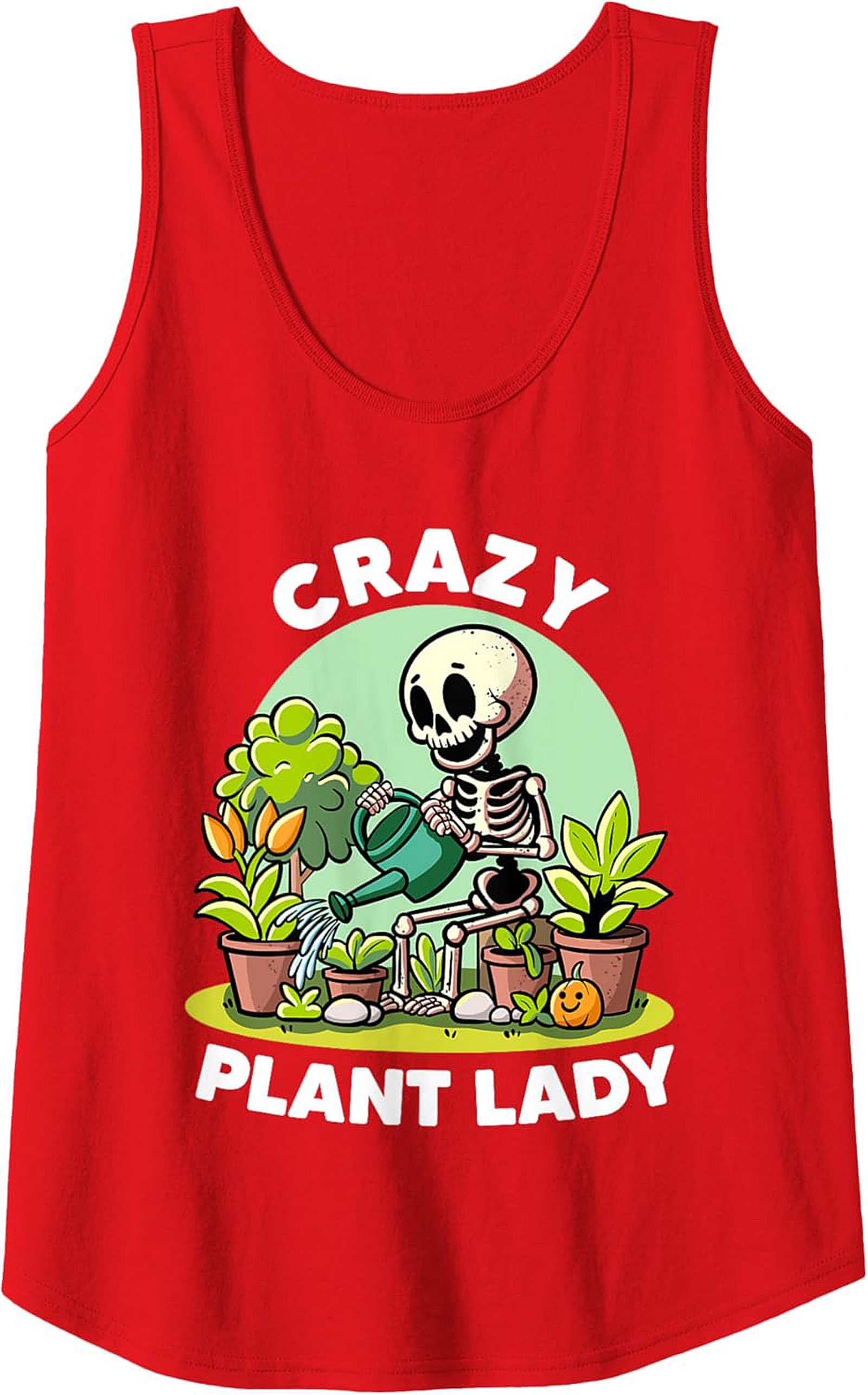 Crazy Plant Lady Graphic Tank Funny Skeleton Sleeveless Shirt
