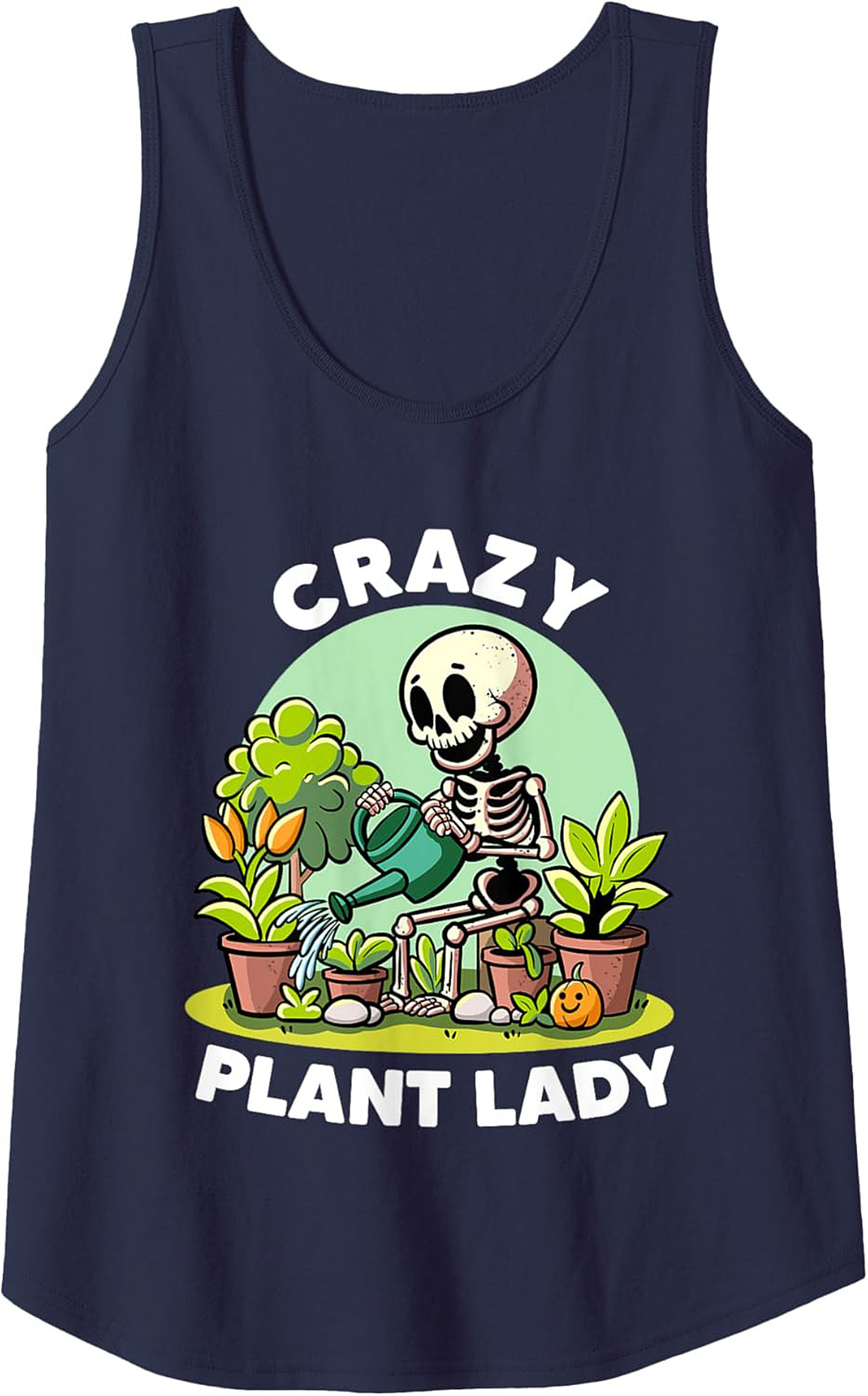 Crazy Plant Lady Graphic Tank Funny Skeleton Sleeveless Shirt