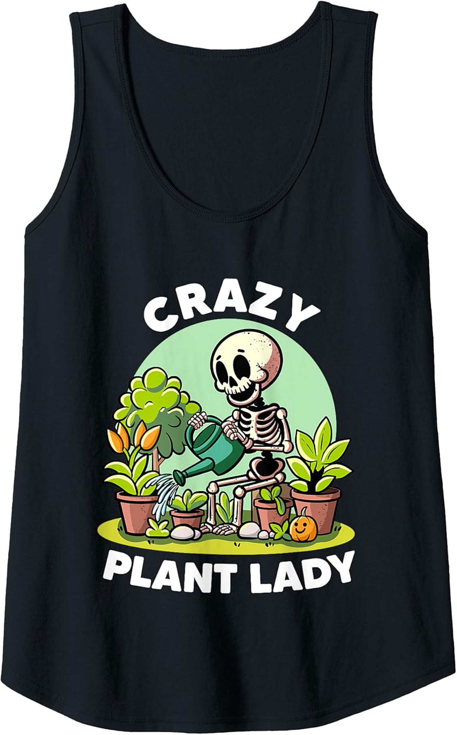 Crazy Plant Lady Graphic Tank Funny Skeleton Sleeveless Shirt