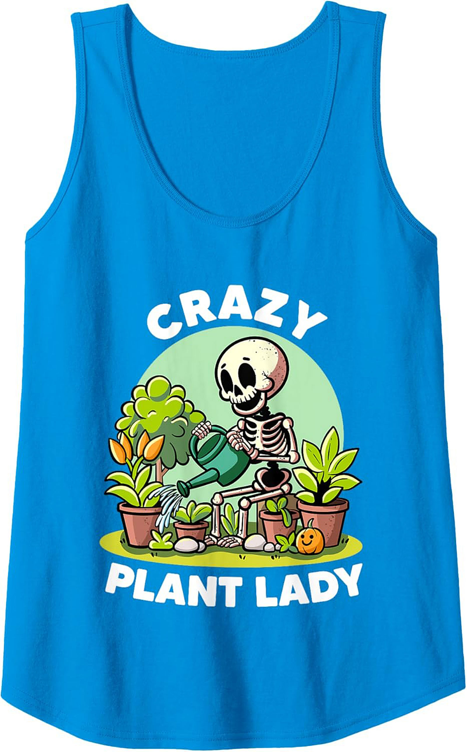 Crazy Plant Lady Graphic Tank Funny Skeleton Sleeveless Shirt