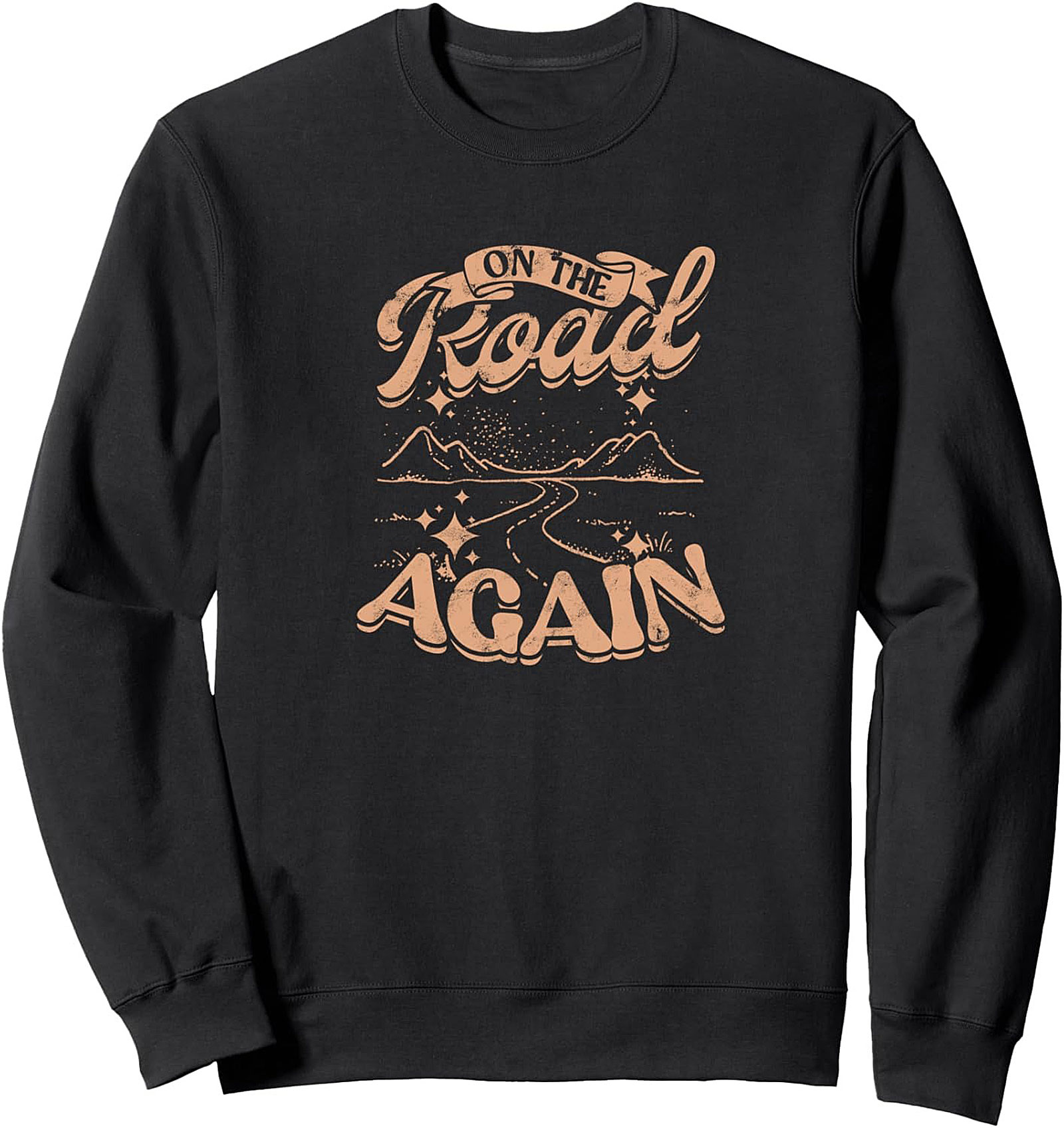 On The Road Again Vintage Road Trip Crewneck Sweatshirt