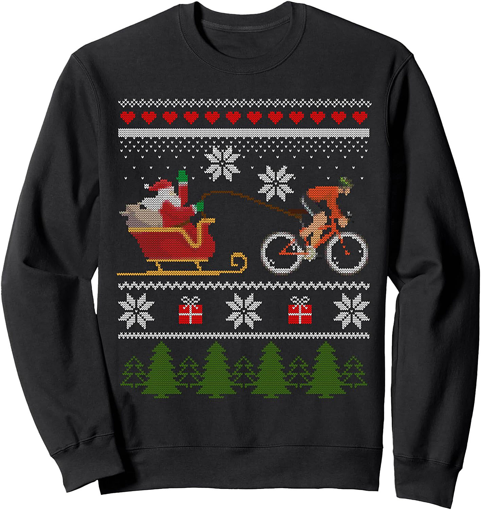 Biker Santa Cycling Ugly Christmas Crewneck Sweatshirt